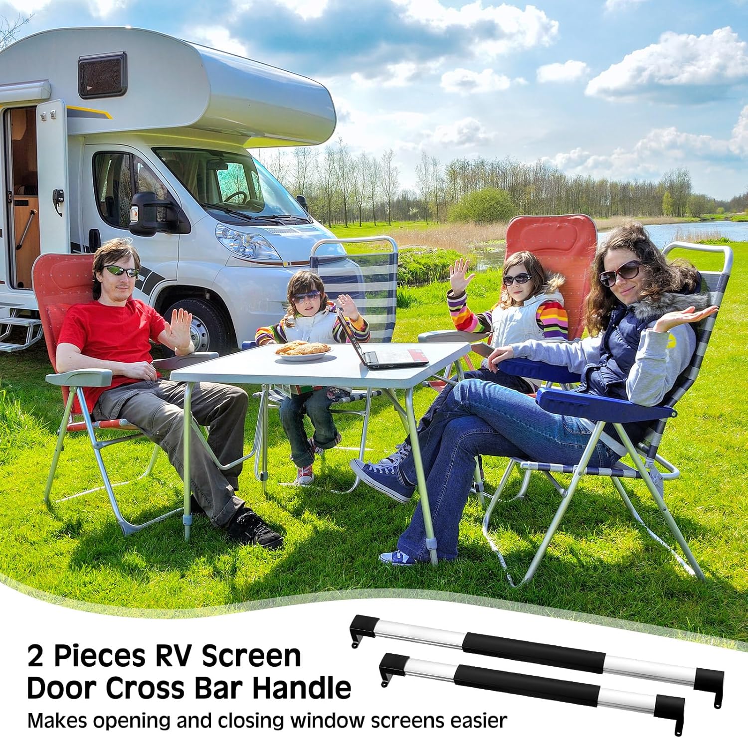 2 Pcs RV Screen Door Handle Cross Bar, Adjustable Camper Door Grab Bar 21-5/8 to 28-5/8 with Non Slip Grip Aluminum Support Handle for Trailer, Motorhome, Truck, Camping, Travel RV Accessories - Image 7