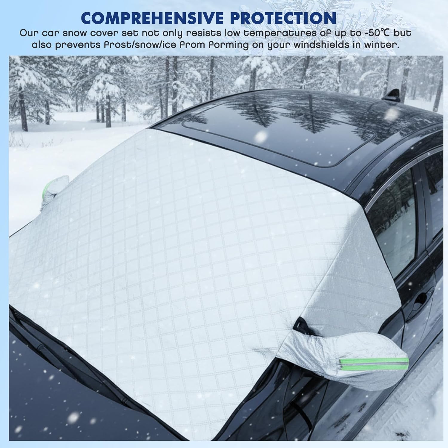 2 Piece Car Windshield Sunshade Set, Front & Rear Window Sun Shade with Magnetic Edges and Side Mirror Covers, Foldable Sun Visor, Blocks UV Rays and Keeps Car Cool(Unobstructed Rearview,Silver) - Image 7