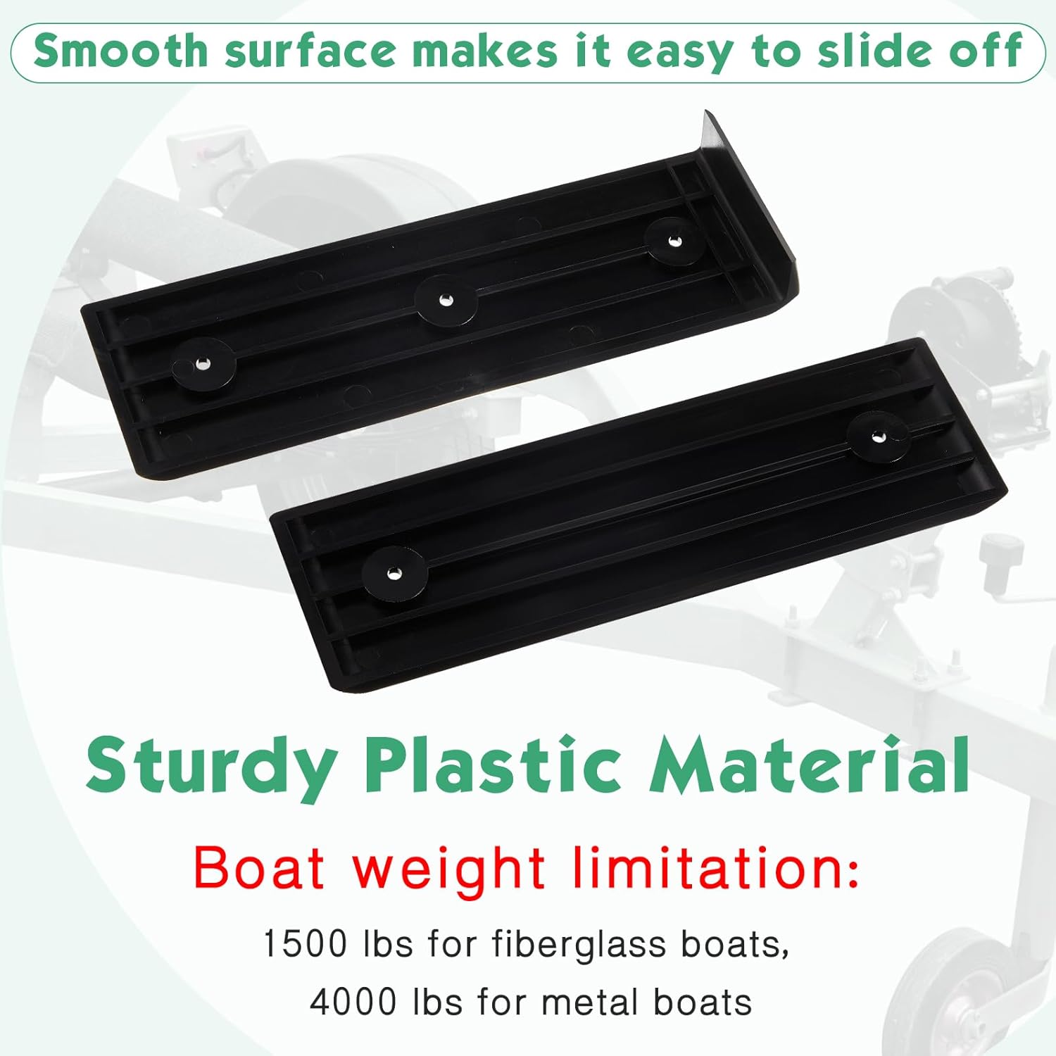 10 Pcs Boat Trailer Bunk Slide Pads and Boat Trailer Glide Bunk Enders 10.25'' x 3.1'' Boat Trailer Bunk Slicks for Easier Launching and Loading Boat Trailer Parts and Accessories - Image 3