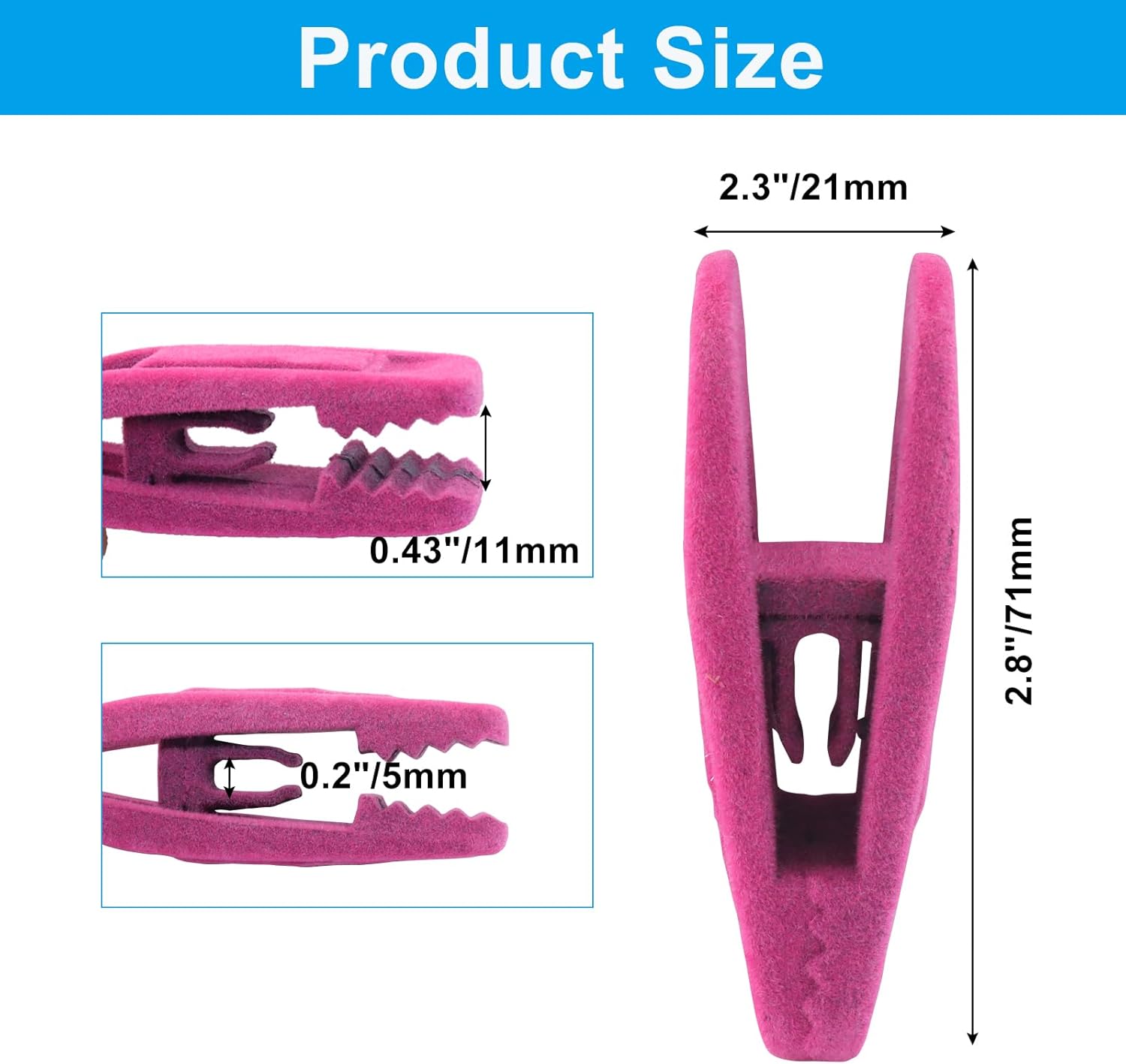 30 Pack Hot Pink Velvet Hanger Clips, Strong Hanger Clips Perfect for Organizing Skirts/Pants/Thin Felt Hangers - Image 3