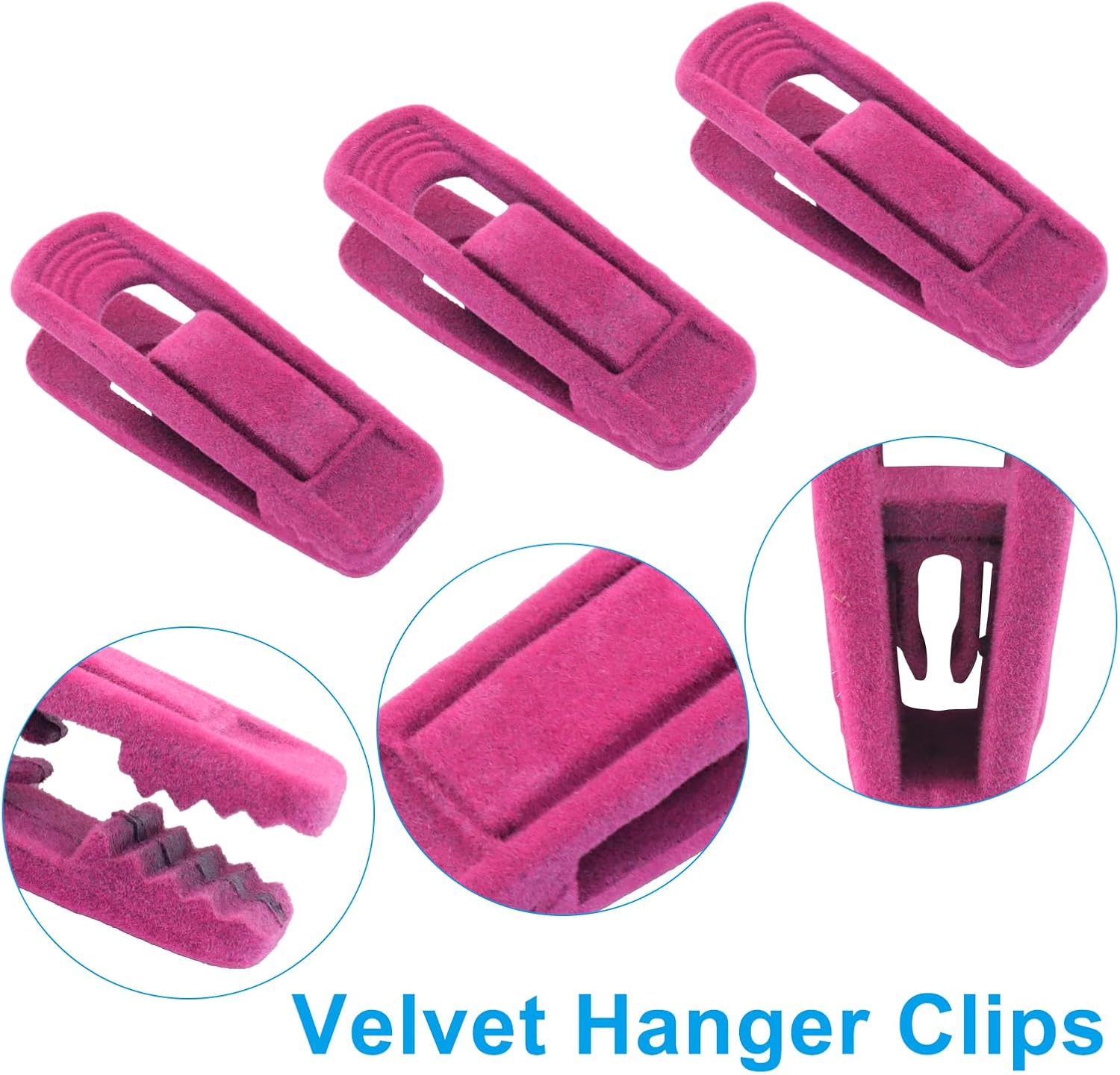 30 Pack Hot Pink Velvet Hanger Clips, Strong Hanger Clips Perfect for Organizing Skirts/Pants/Thin Felt Hangers - Image 5