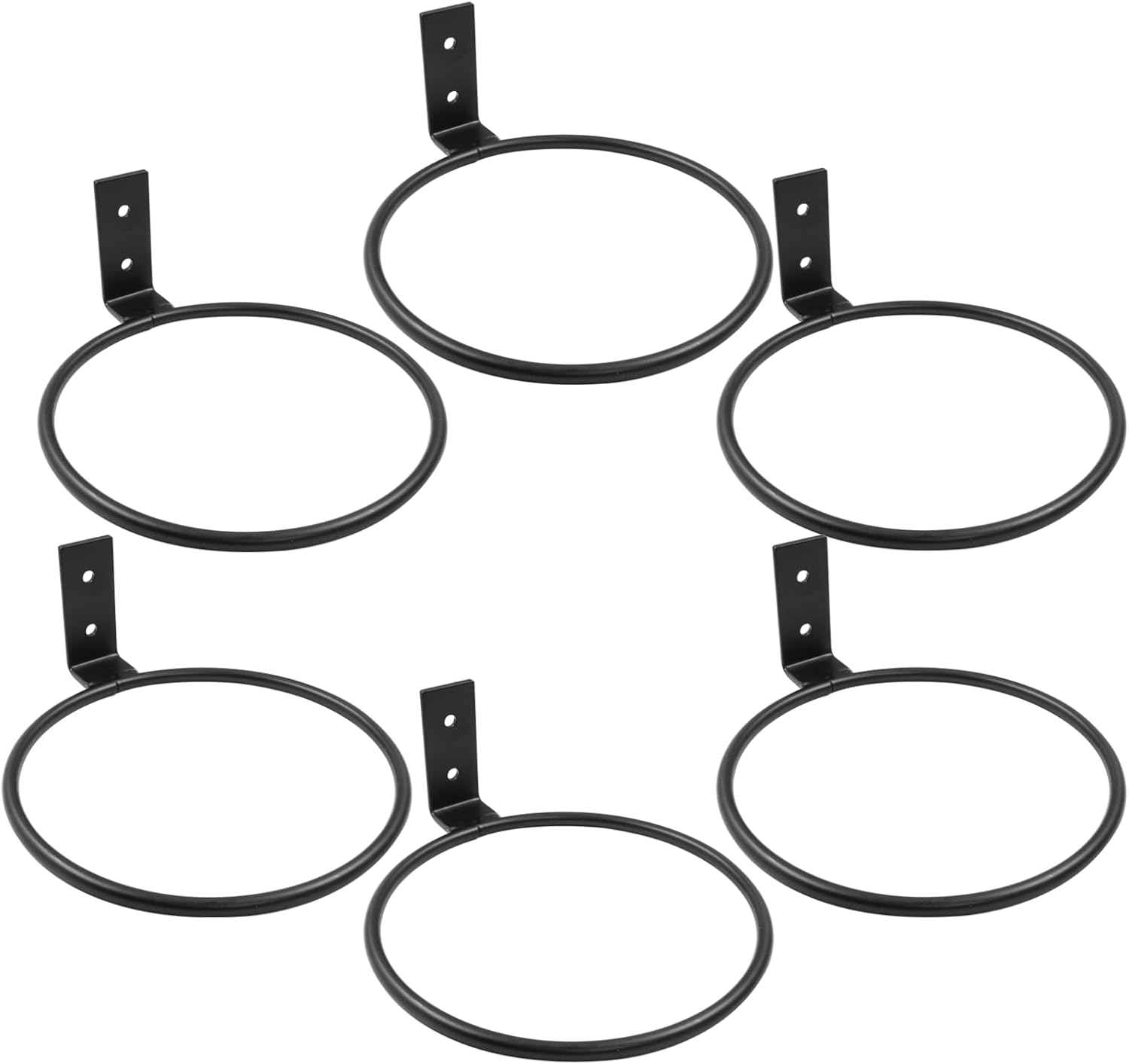 6pcs 6 Inch Wall Flower Pot Holder Ring, 15cm Black Wall Plant Stand Hanger Holder Hook Bracket for Indoor Outdoor Garden Planter - Image 1