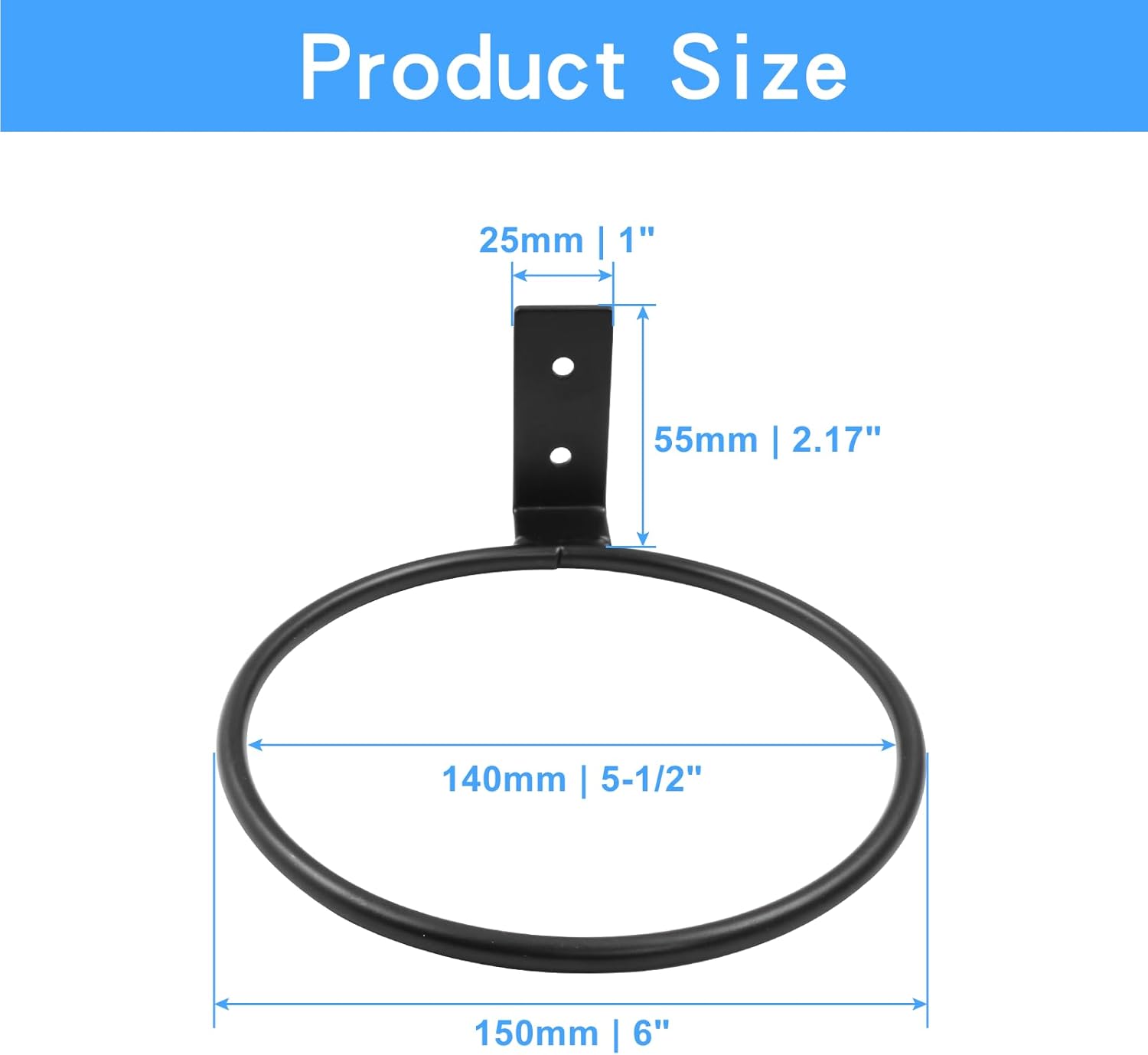 6pcs 6 Inch Wall Flower Pot Holder Ring, 15cm Black Wall Plant Stand Hanger Holder Hook Bracket for Indoor Outdoor Garden Planter - Image 3