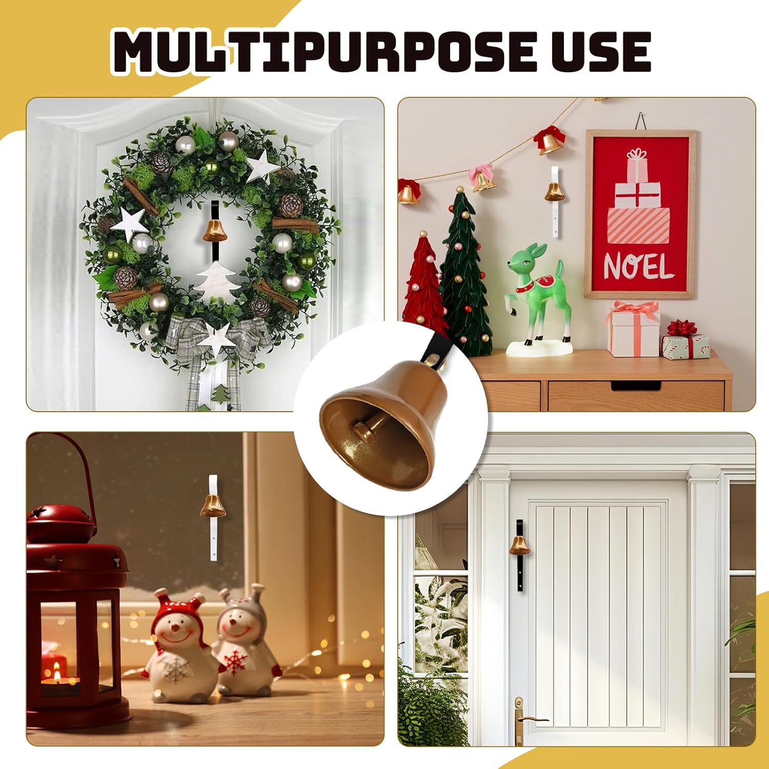 4 Pcs Shopkeepers Bell for Door Opening, Antique Door Bell Wall Mounted Metal Doorbell Hanging Door Bells Ring Bells, Dog Training Bells for Potty Training - Image 7