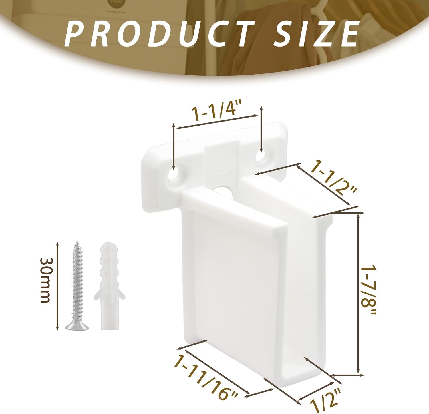 8 Pcs Wire Shelf End Brackets: Closet Maid Support, Wall Mount, White, Polyvinyl Chloride - Image 3