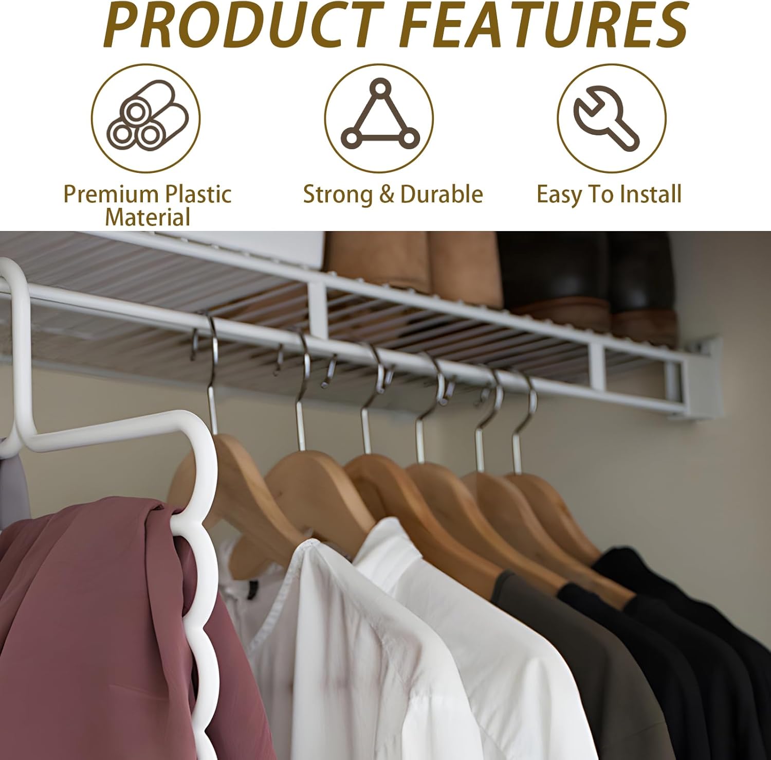8 Pcs Wire Shelf End Brackets: Closet Maid Support, Wall Mount, White, Polyvinyl Chloride - Image 4