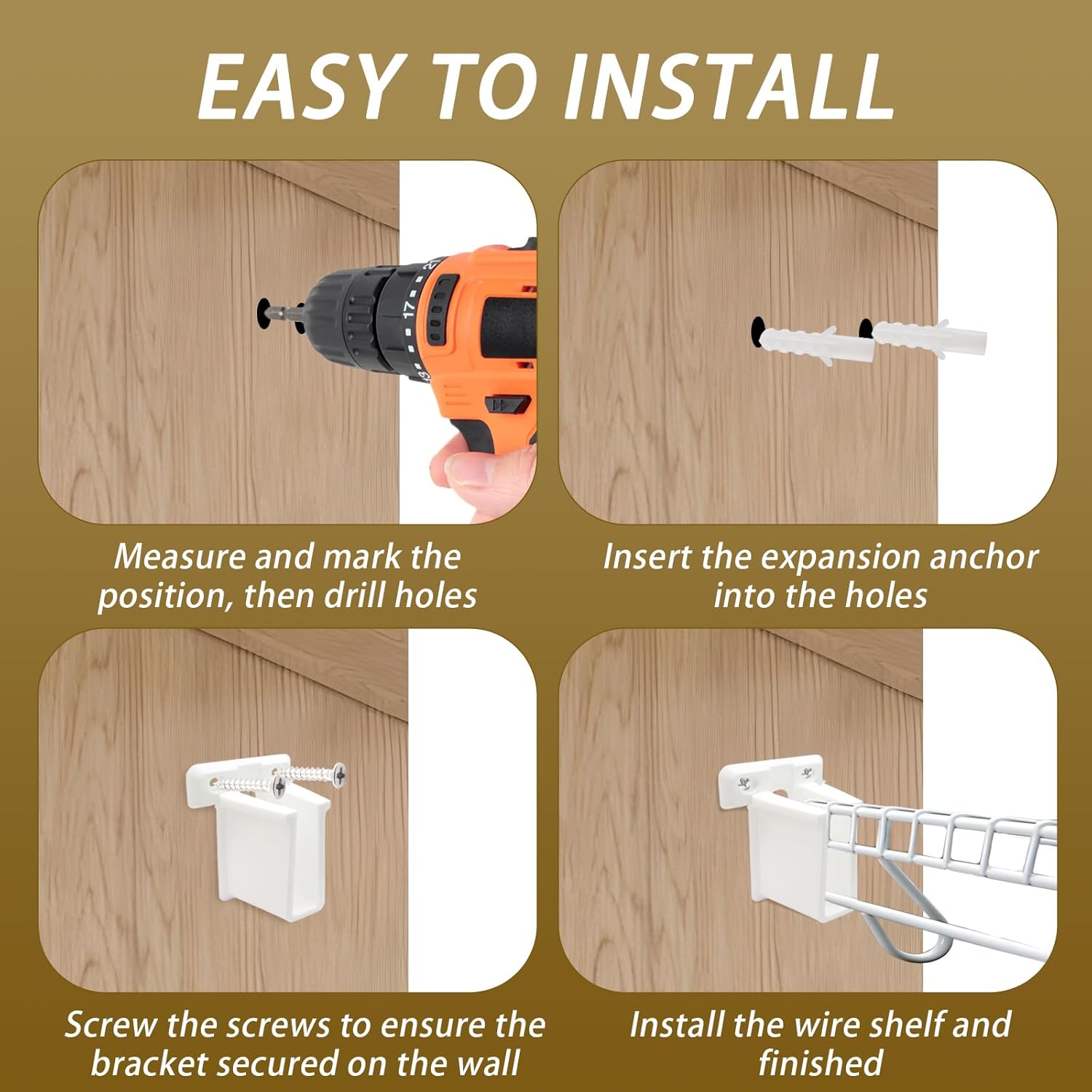8 Pcs Wire Shelf End Brackets: Closet Maid Support, Wall Mount, White, Polyvinyl Chloride - Image 6