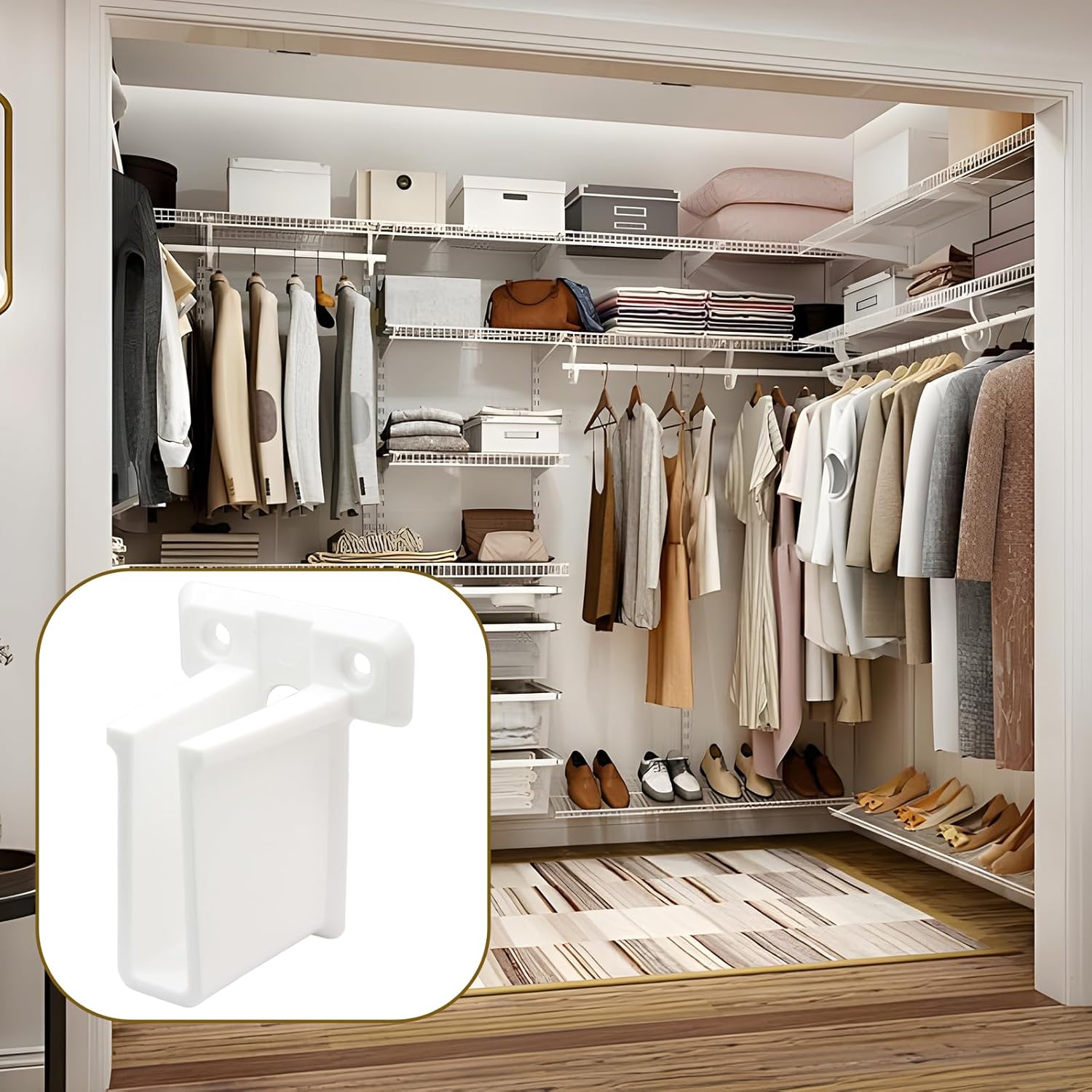 8 Pcs Wire Shelf End Brackets: Closet Maid Support, Wall Mount, White, Polyvinyl Chloride - Image 7
