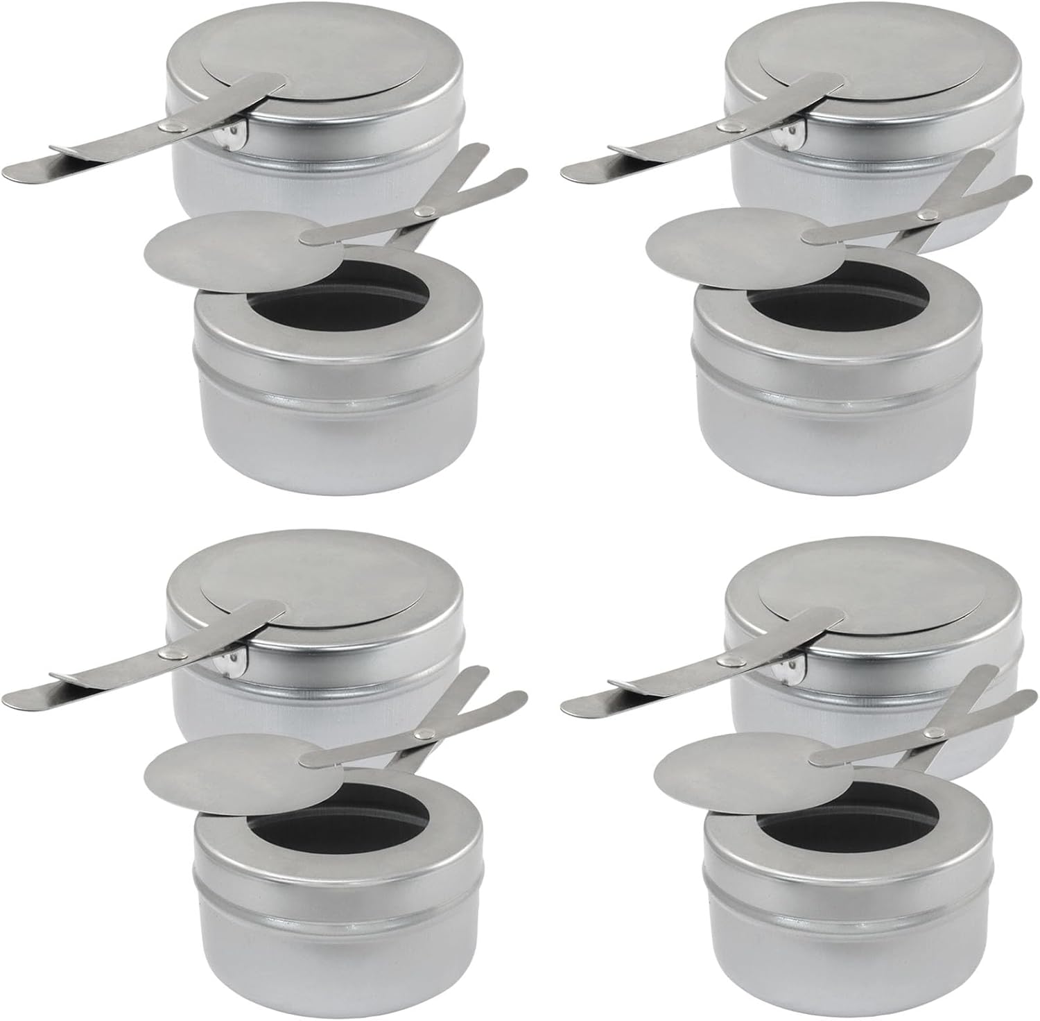 8 Pack Stainless Steel Fuel Holder,Canned Heat Holder，Safety Cover Buffet Warmer, Buffet Warming Trays for Barbecue Buffets Parties(Silver) - Image 1