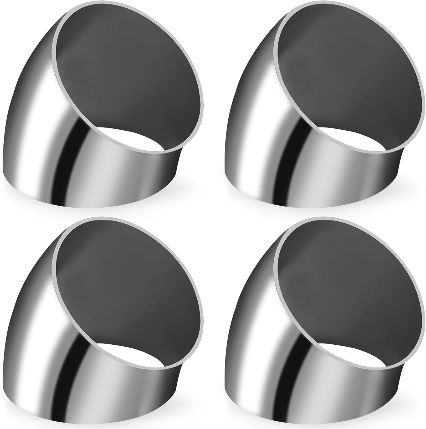 4 Pack OD 3 Inch 45 Degree Bend Tube Exhaust Elbow Pipe, 304 Stainless Steel Mandrel Bend Elbow for Car Modified Exhaust System/Stair Handrail - Image 1