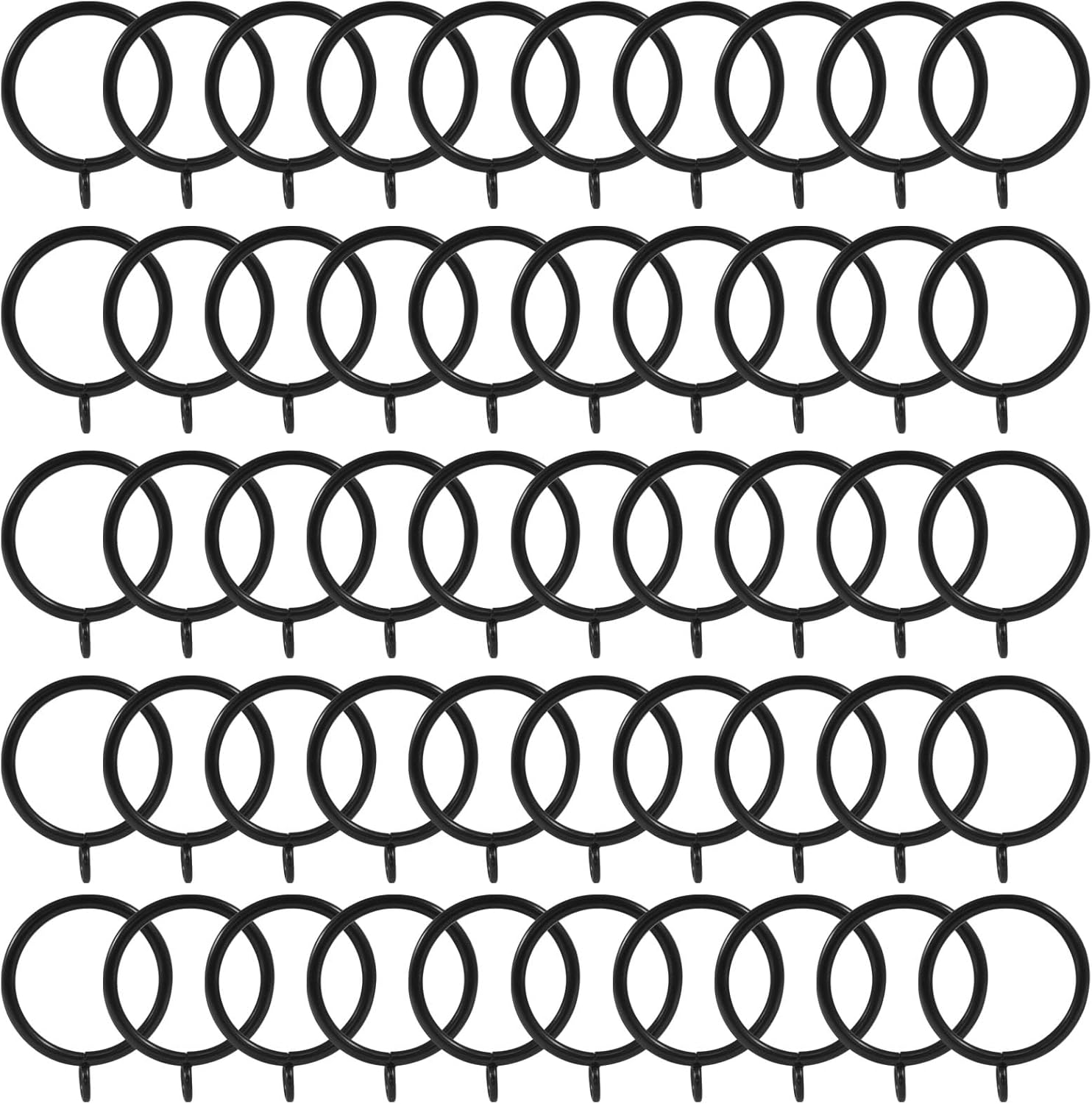 50 Pack Black Curtain Rings, Metal Curtain Rings with Eyelets Drapery Rings, 1.5 Inch Inner Diameter Drape Rings for 1.2 in Rods - Image 2