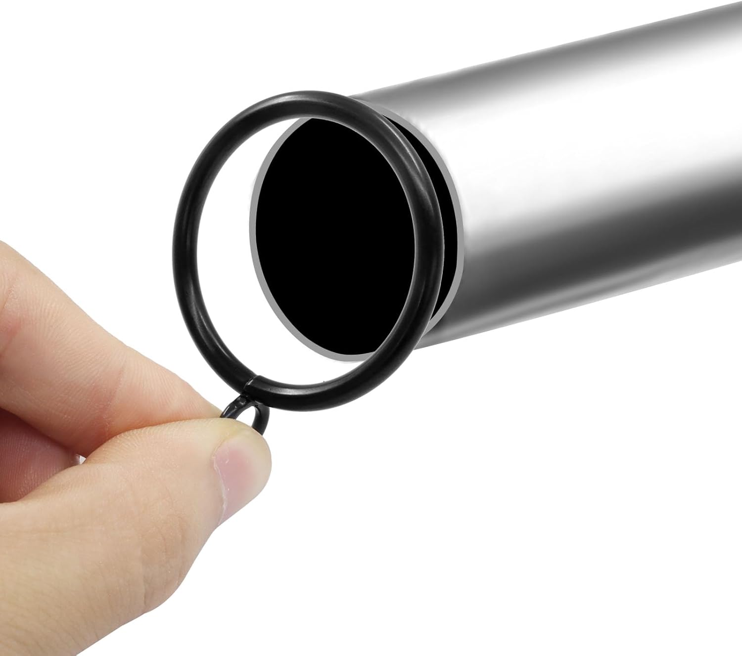 50 Pack Black Curtain Rings, Metal Curtain Rings with Eyelets Drapery Rings, 1.5 Inch Inner Diameter Drape Rings for 1.2 in Rods - Image 4