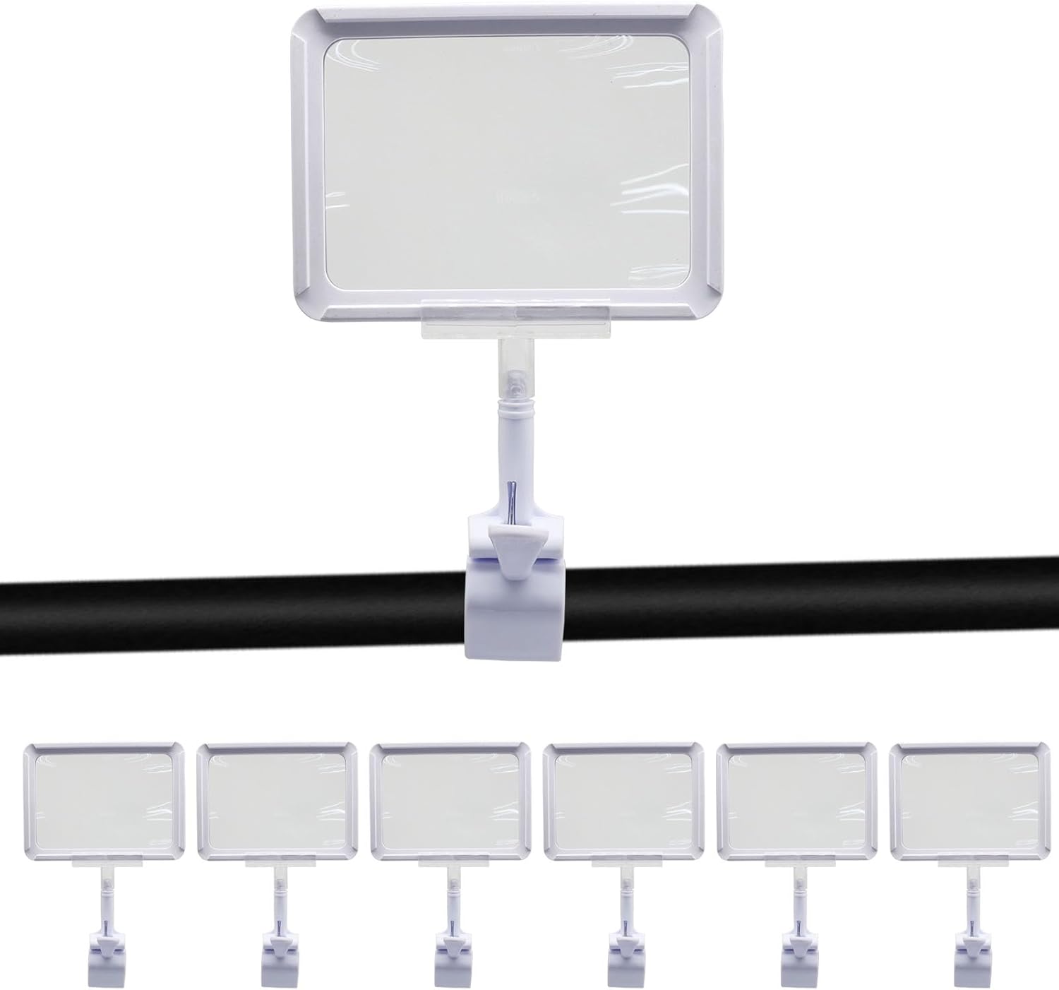 7 Pack White Acrylic Sign Holder with Clamp, 7x9 Inch Double Head Display Clips with Rotating Base and Sign Clip for Clothing, Retail, Boutique Display - Image 2