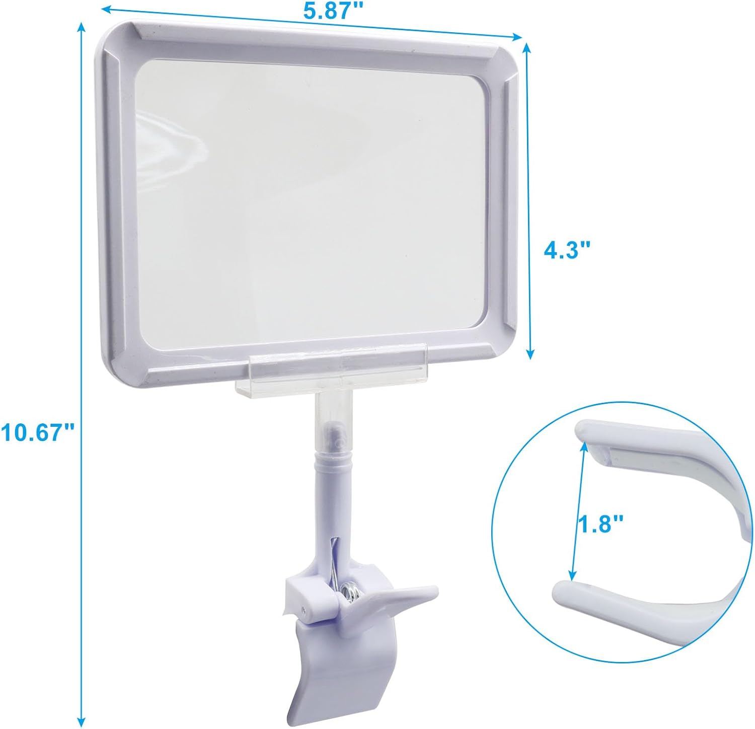7 Pack White Acrylic Sign Holder with Clamp, 7x9 Inch Double Head Display Clips with Rotating Base and Sign Clip for Clothing, Retail, Boutique Display - Image 3