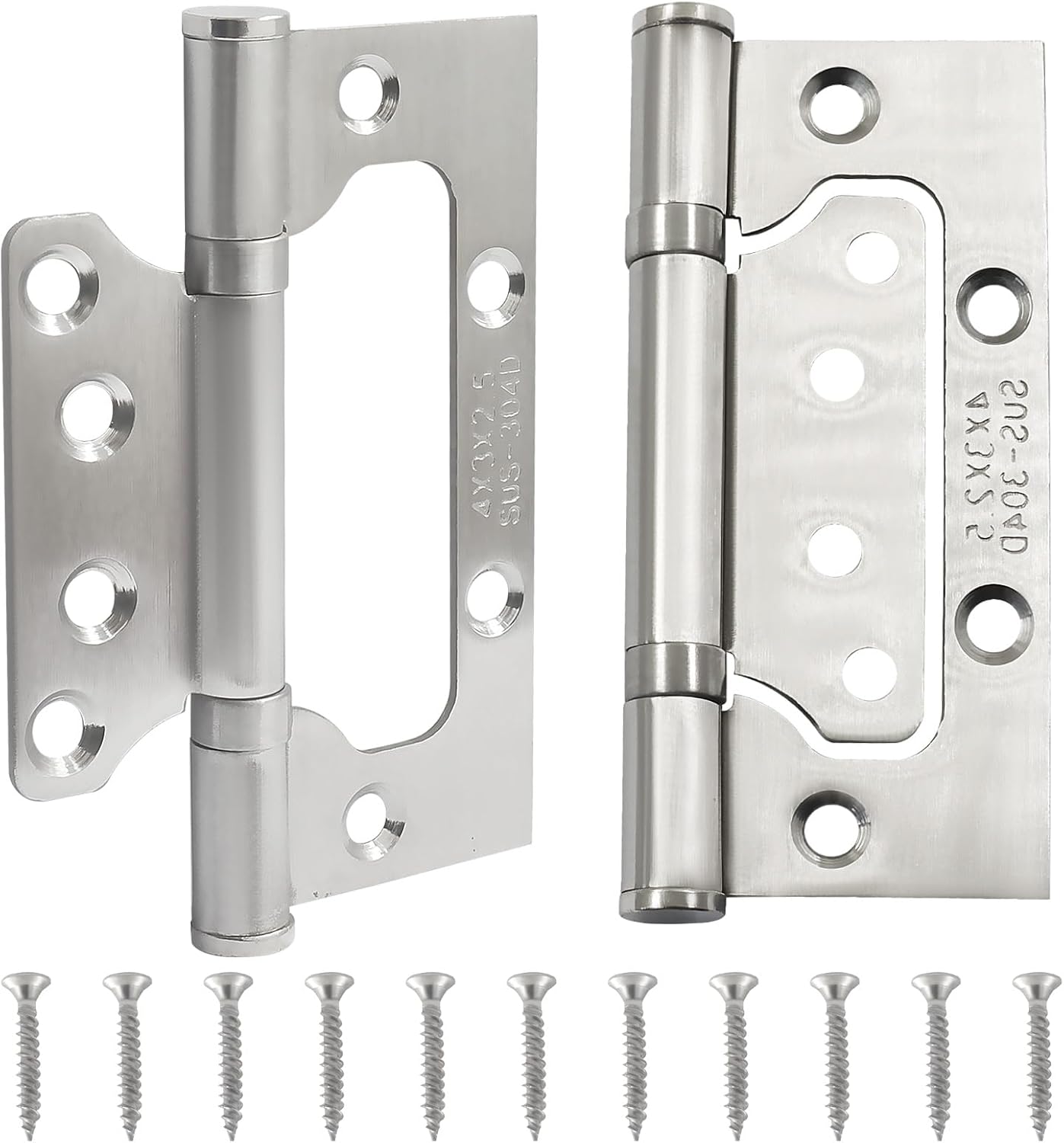 6 Pack Silver Non Mortise Door Hinges, 4