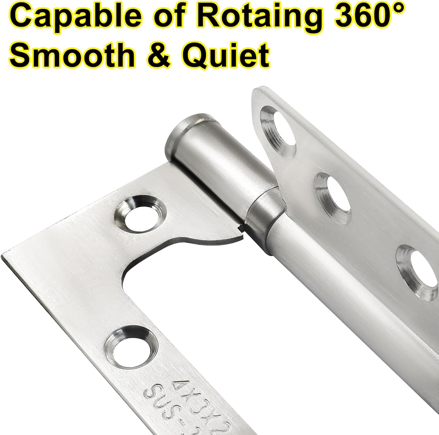 6 Pack Silver Non Mortise Door Hinges, 4