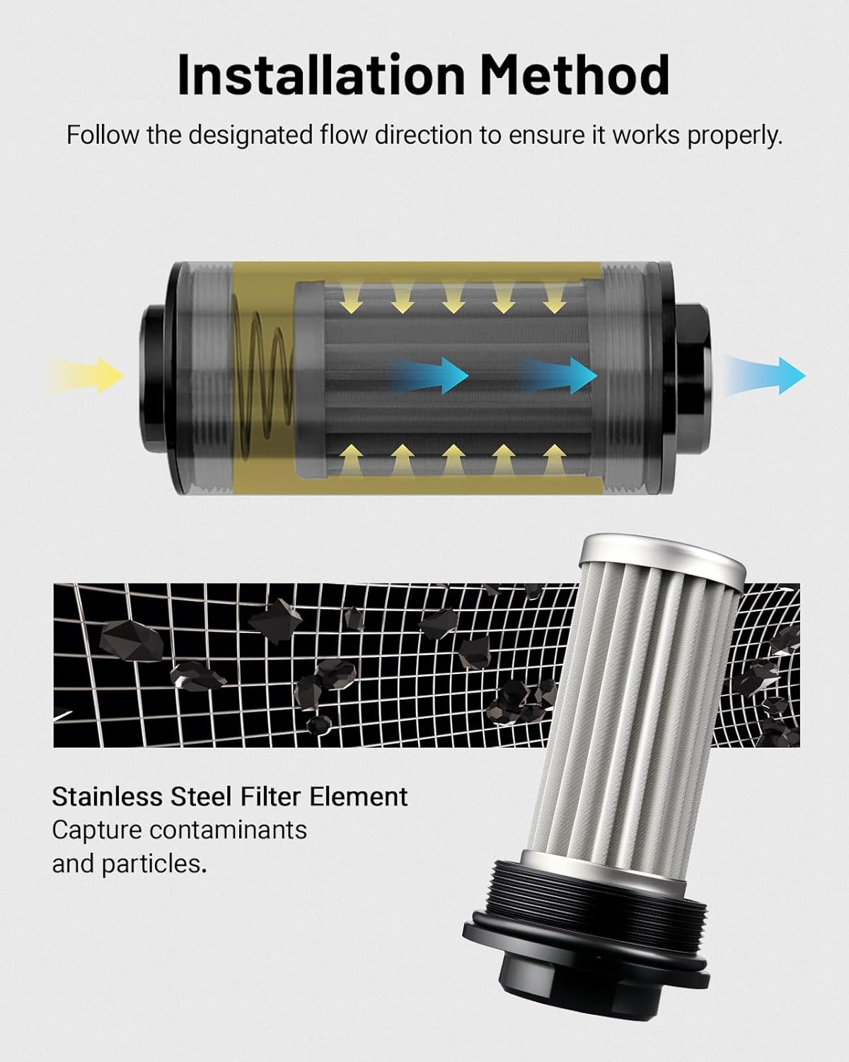 Inline Fuel Filter 10 Micron with 6AN 8AN 10AN Adapter&Bracket Clamp 50MM Universal - Image 3