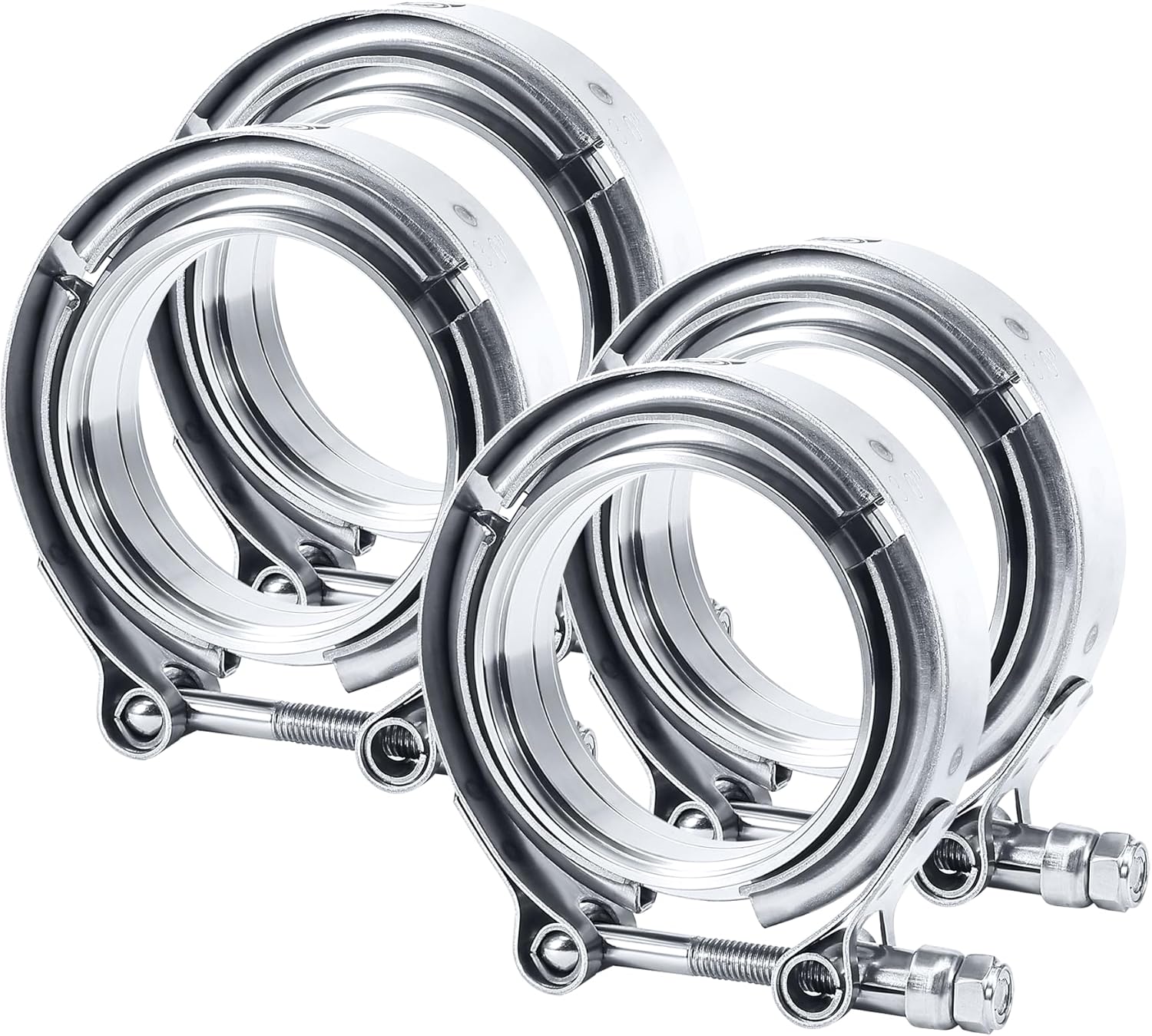 3.0 Inch V Band Clamp with Flange Male Female 304 Stainless Steel 4PCS - Image 1