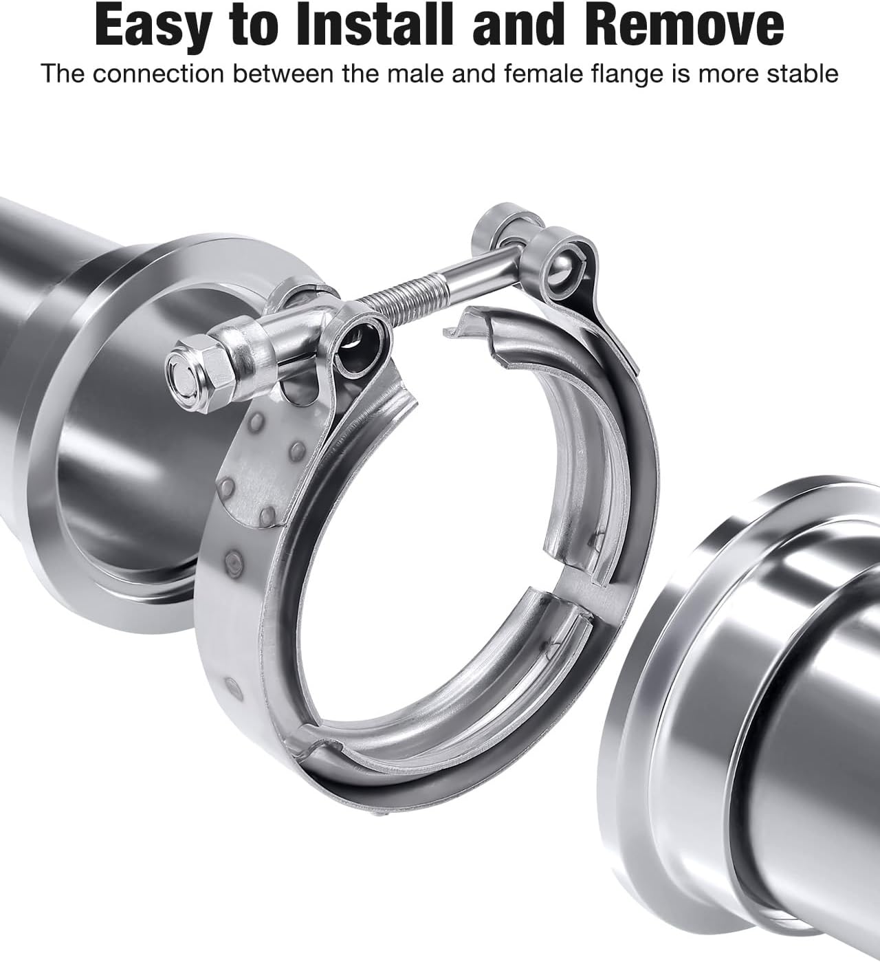 3.0 Inch V Band Clamp with Flange Male Female 304 Stainless Steel 4PCS - Image 3