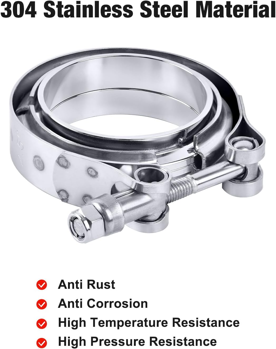 3.0 Inch V Band Clamp with Flange Male Female 304 Stainless Steel 4PCS - Image 4