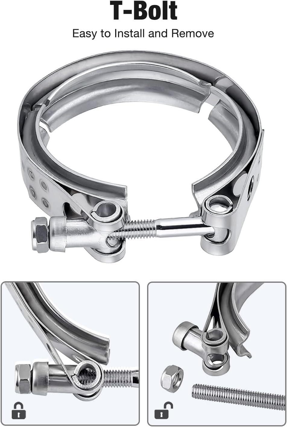 3.0 Inch V Band Clamp with Flange Male Female 304 Stainless Steel 4PCS - Image 5