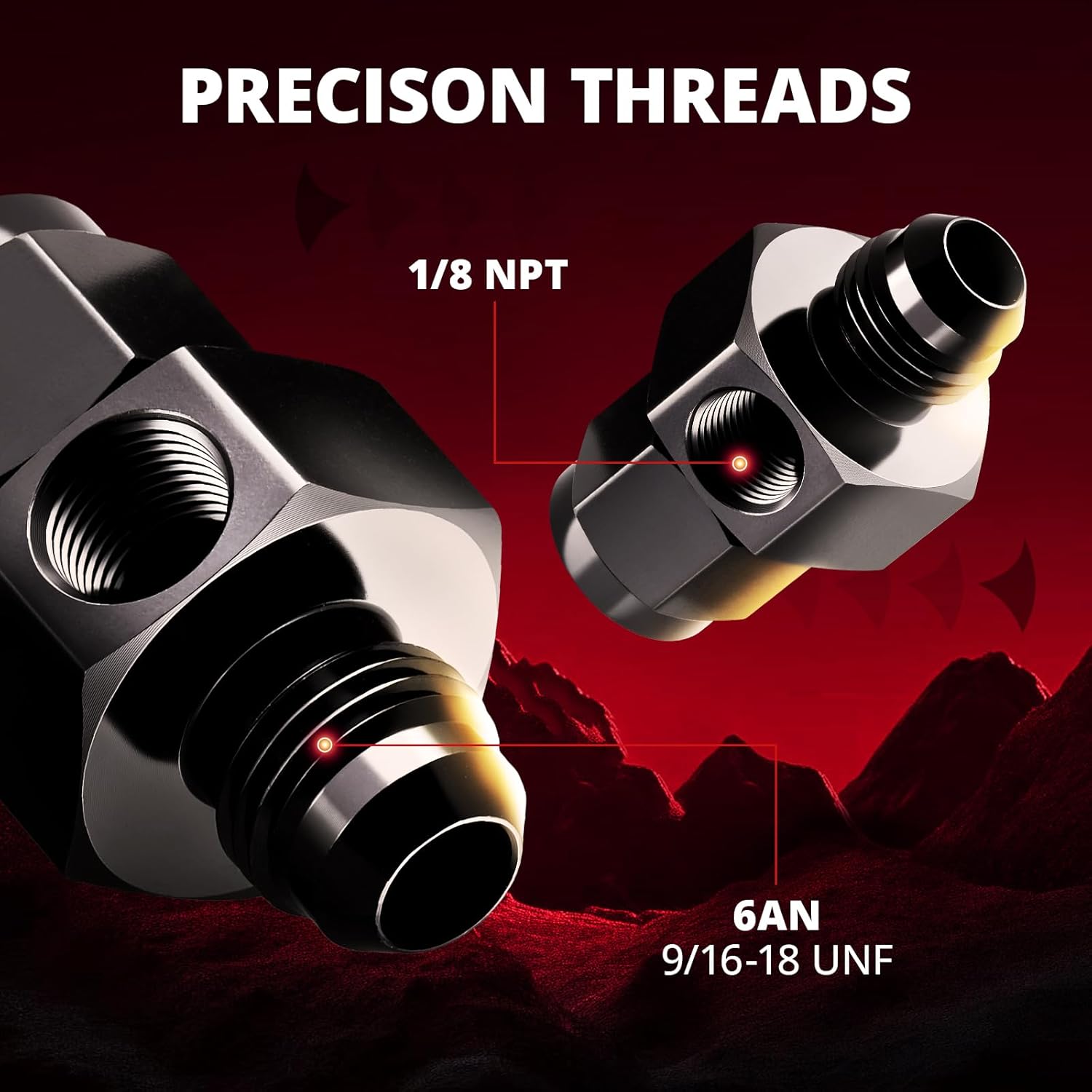 6AN Male Flare to -6 Female Swivel with 1/8