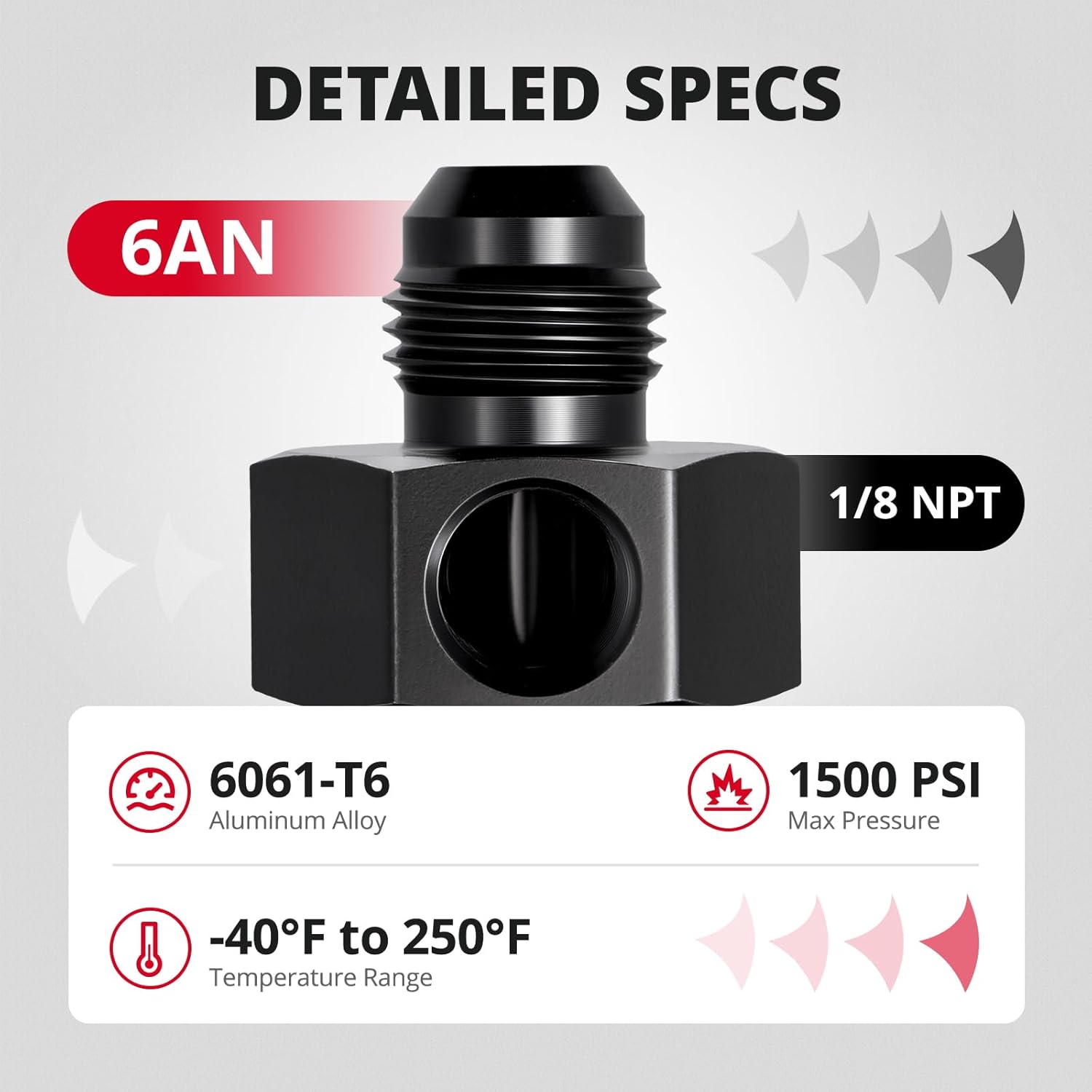 6AN Male Flare to -6 Female Swivel with 1/8