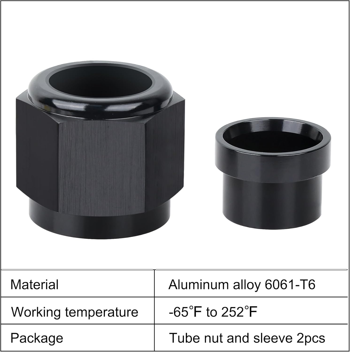 6AN Female Hardline Tube Nut & Sleeve Aluminum Fitting for 3/8