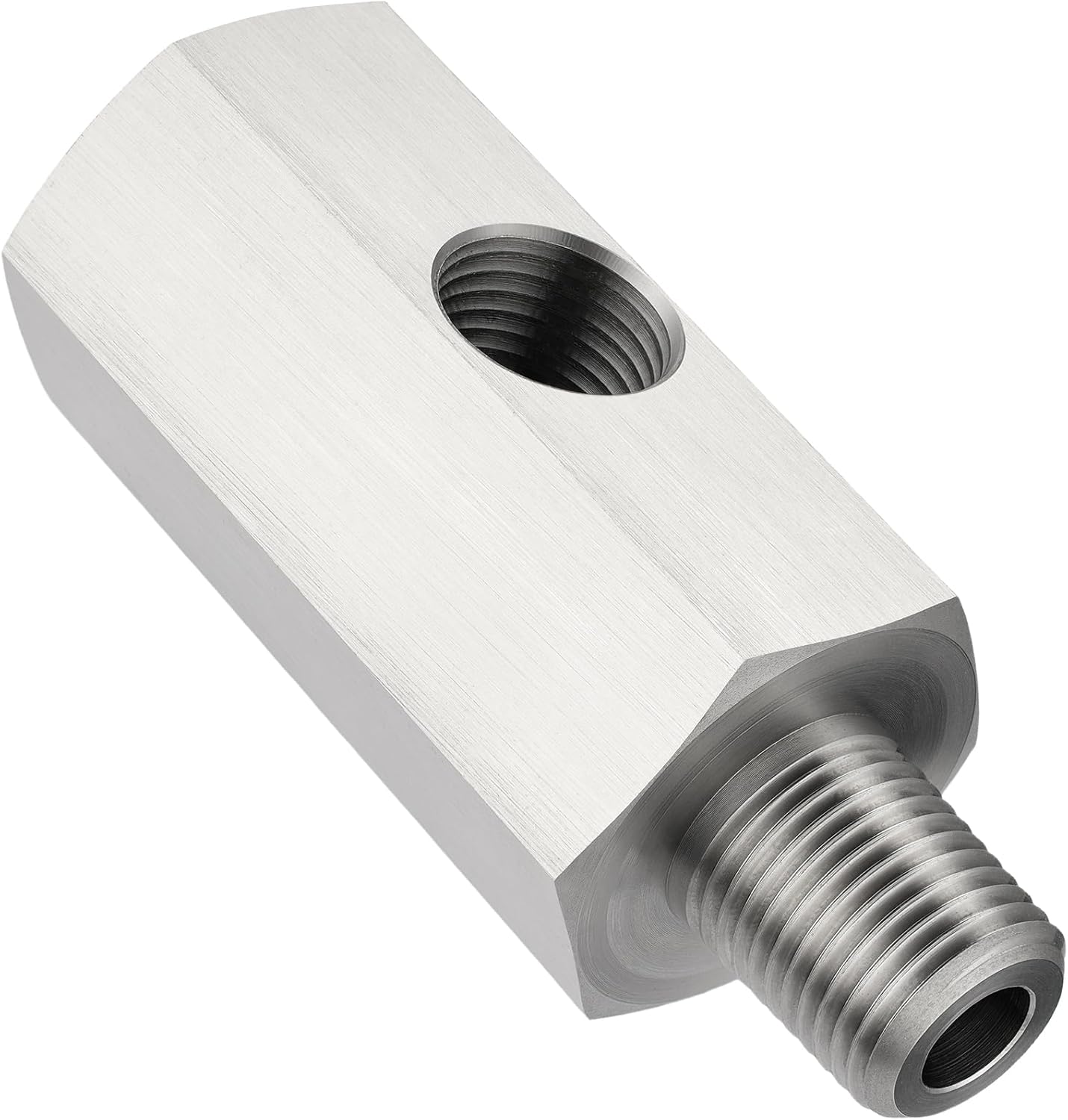1/8 NPT Oil Pressure Sensor Tee Adapter, Stainless Steel 1/8 NPT Female to Male Threaded Oil Pressure Adapter with 1/8 NPT Female Port, Sliver - Image 1