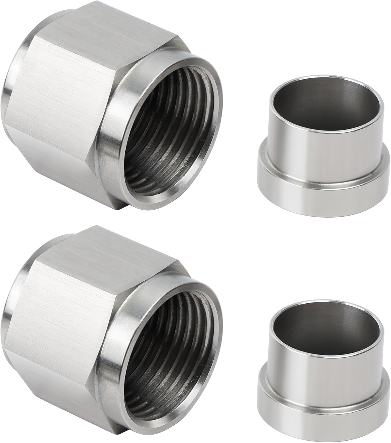 6AN Female Hardline Tube Nut and Sleeve Fitting Stainless Steel for 3/8