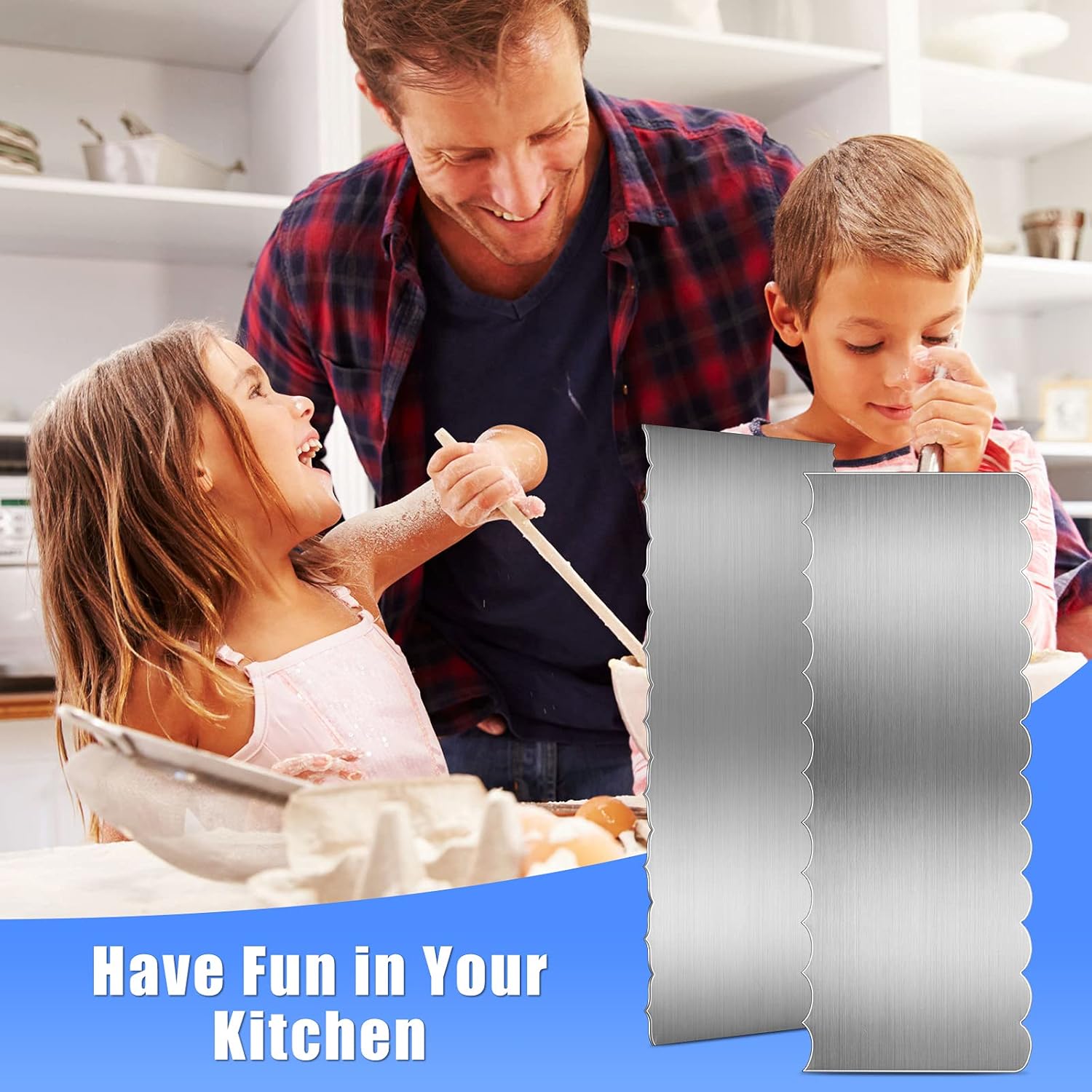 4 Pieces Stainless Steel Cake Scraper Smoother Large Double Sided Patterned Edge Stripe 9 Inch Metal Cake Decorating Comb for Icing Mousse Butter Cream Decoration, 4 Styles - Image 5