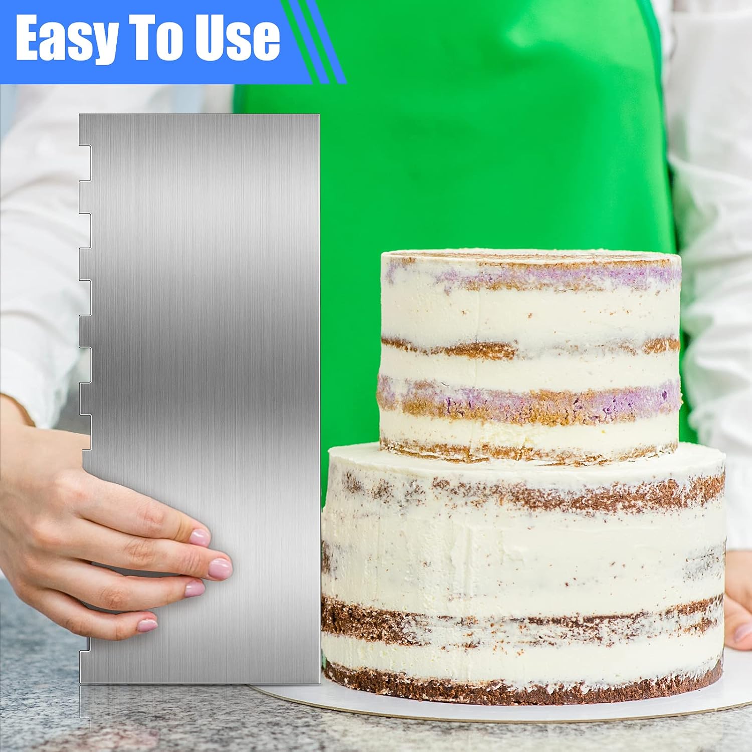 4 Pieces Stainless Steel Cake Scraper Smoother Large Double Sided Patterned Edge Stripe 9 Inch Metal Cake Decorating Comb for Icing Mousse Butter Cream Decoration, 4 Styles - Image 7