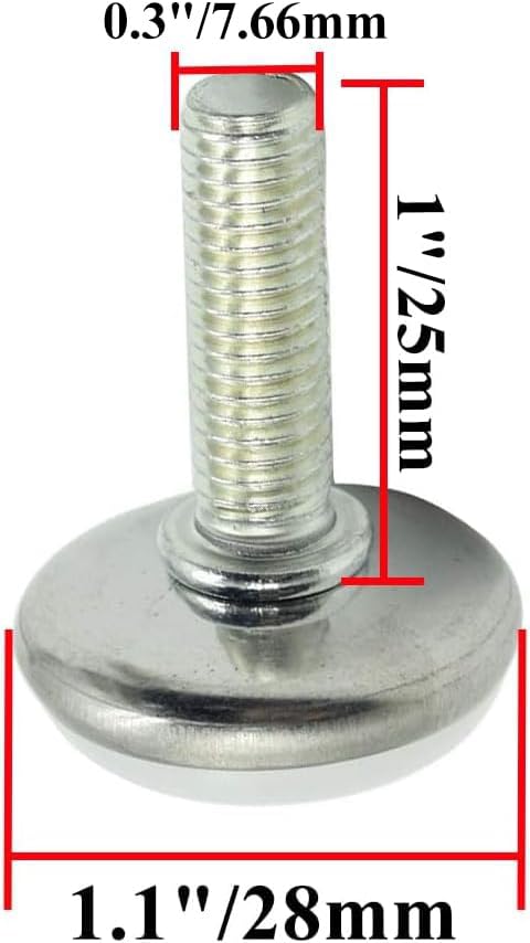 Screw on Furniture Glides Adjustable Furniture Leg Base Leveller M8 x 25mm Thread Length - Pack of 36 - Image 2