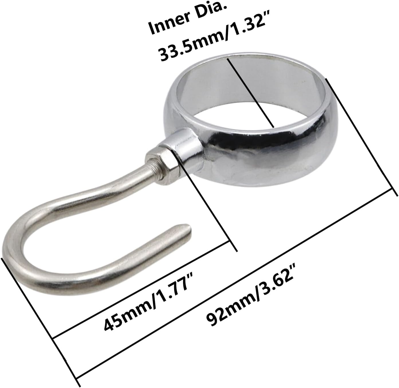 Stainless Steel Closet Rod Hook Robe Tube Hook Wardrobe Hooks for Hanging, Fit for32mm/1.26