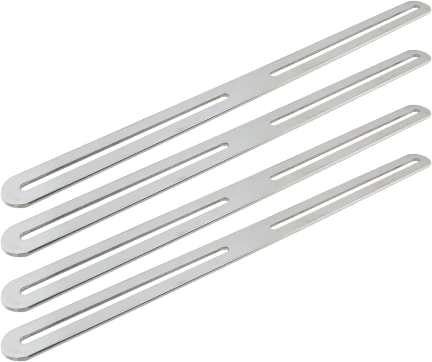 Adjustable Straight Brace Flat Mending Plates for Wood Stainless Steel Straight Bracket with Slot for Board, Bed Frame and Furniture, Silver, 14