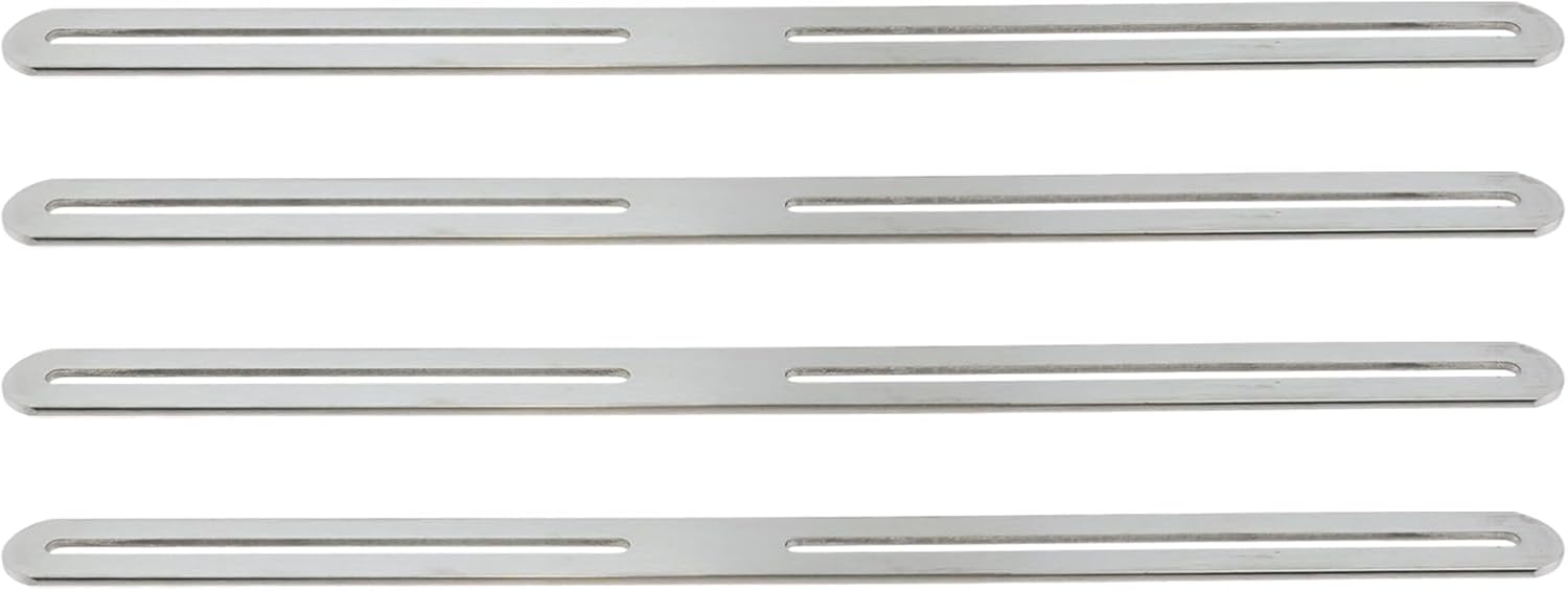 Adjustable Straight Brace Flat Mending Plates for Wood Stainless Steel Straight Bracket with Slot for Board, Bed Frame and Furniture, Silver, 14