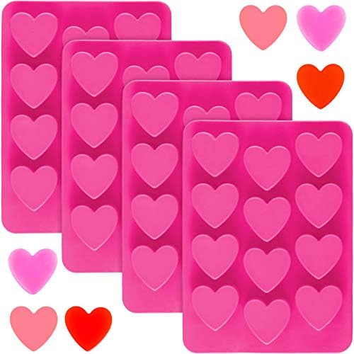 4 Pieces Heart Shaped Silicone Molds Valentine‘s Day Candy Mould Love Chocolate Molds for Valentine Heart Chocolate Candy Ice Cube Soap Cake Decoration - Image 1