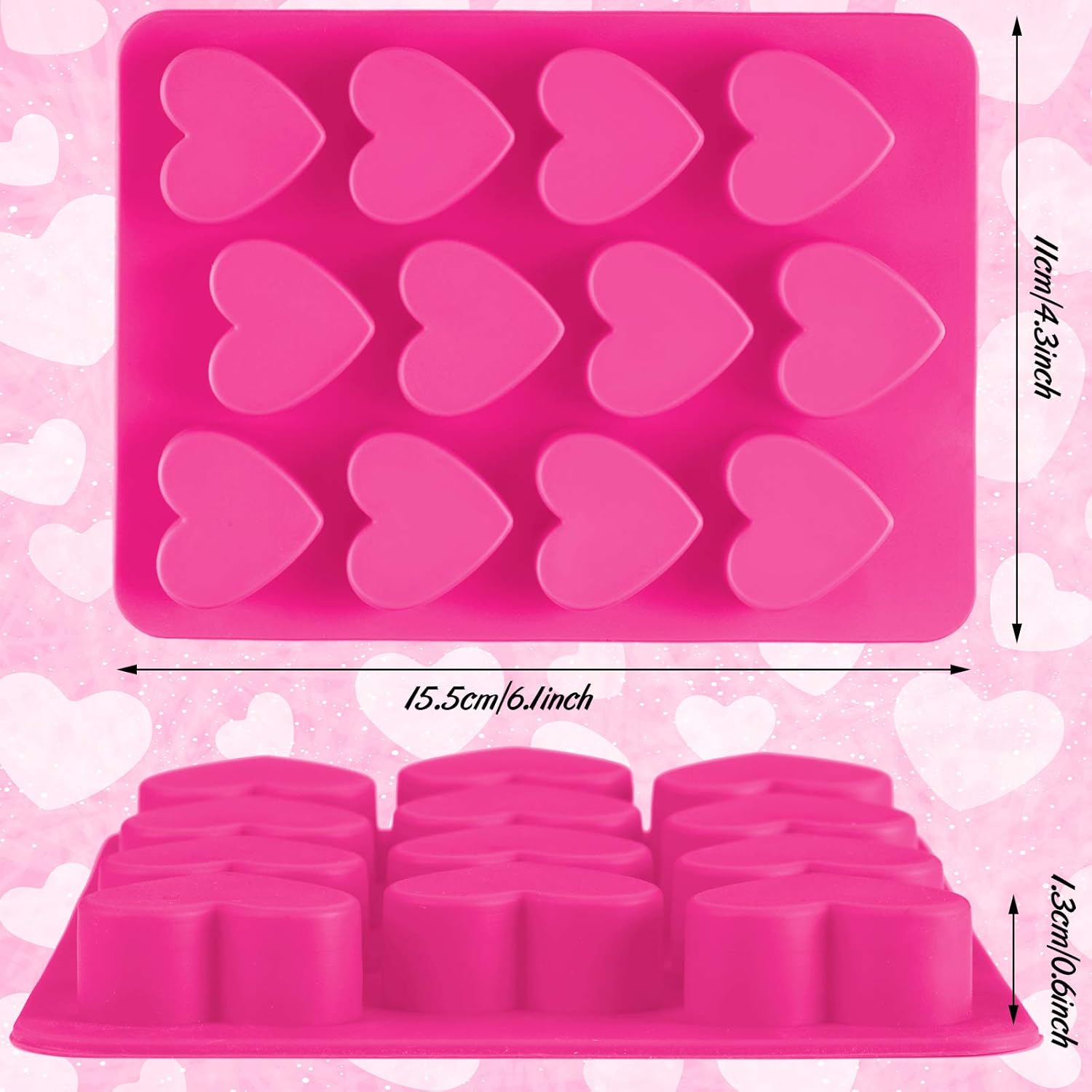 4 Pieces Heart Shaped Silicone Molds Valentine‘s Day Candy Mould Love Chocolate Molds for Valentine Heart Chocolate Candy Ice Cube Soap Cake Decoration - Image 2