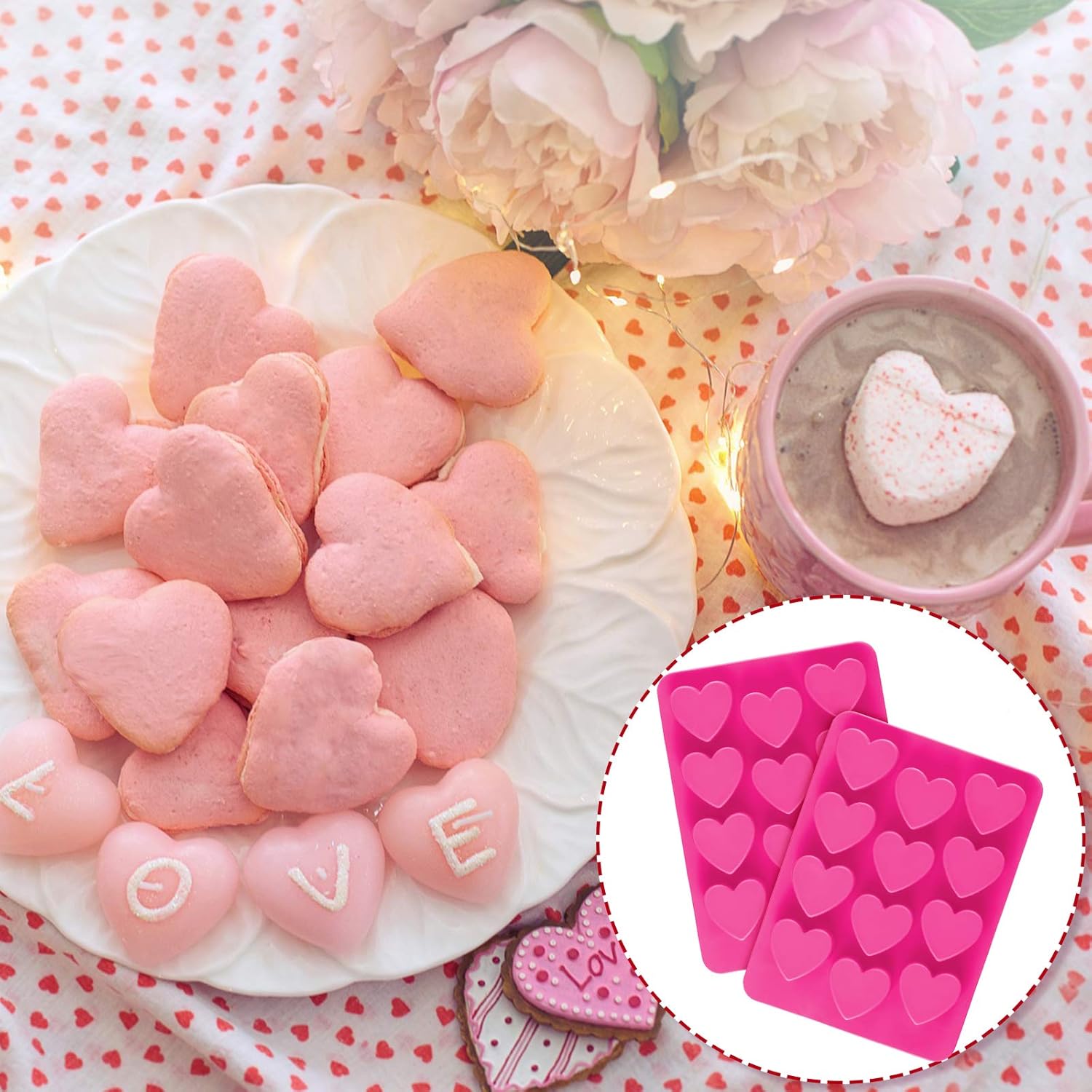 4 Pieces Heart Shaped Silicone Molds Valentine‘s Day Candy Mould Love Chocolate Molds for Valentine Heart Chocolate Candy Ice Cube Soap Cake Decoration - Image 5
