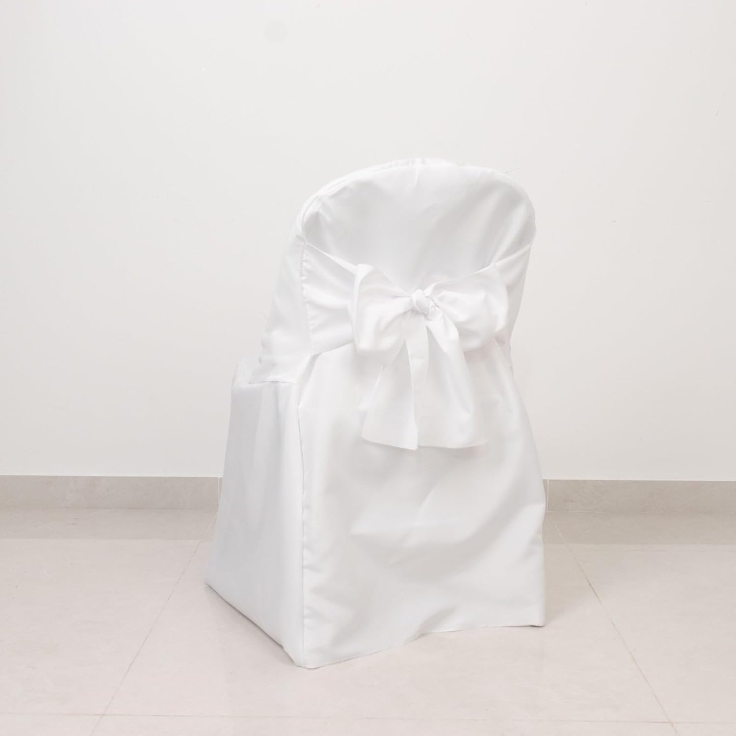 Efavormart 10 Pack White Linen Polyester Folding Chair Covers for Party Dining Chairs Reusable Wedding Chair Slipcovers with Attached Sashes Outdoor Event Decor - Image 3
