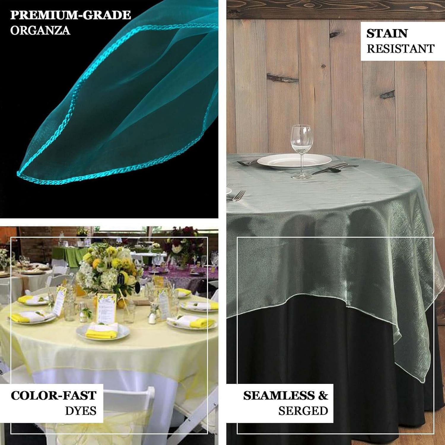Efavormart 10 Pack Organza Table Overlay 72