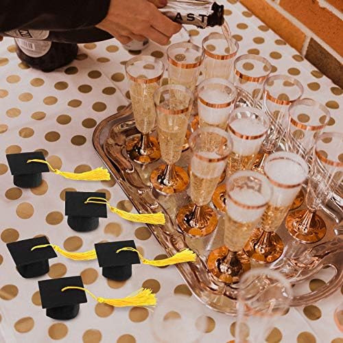 36 Pieces 2026 Mini Graduation Caps with Tassels Graduation Wine Bottle Toppers(Black Cap with Gold Tassel) - Image 4