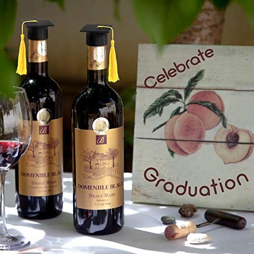 36 Pieces 2026 Mini Graduation Caps with Tassels Graduation Wine Bottle Toppers(Black Cap with Gold Tassel) - Image 5