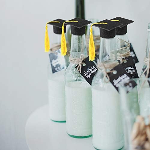 36 Pieces 2026 Mini Graduation Caps with Tassels Graduation Wine Bottle Toppers(Black Cap with Gold Tassel) - Image 6