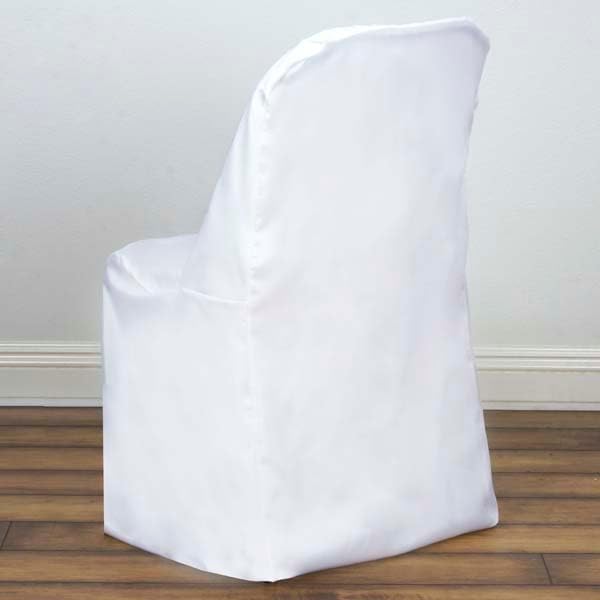 Efavormart 10 PCS White Linen Polyester Folding Chair Cover Dinning Chair Slipcover for Wedding Party Event Banquet Catering - Image 1
