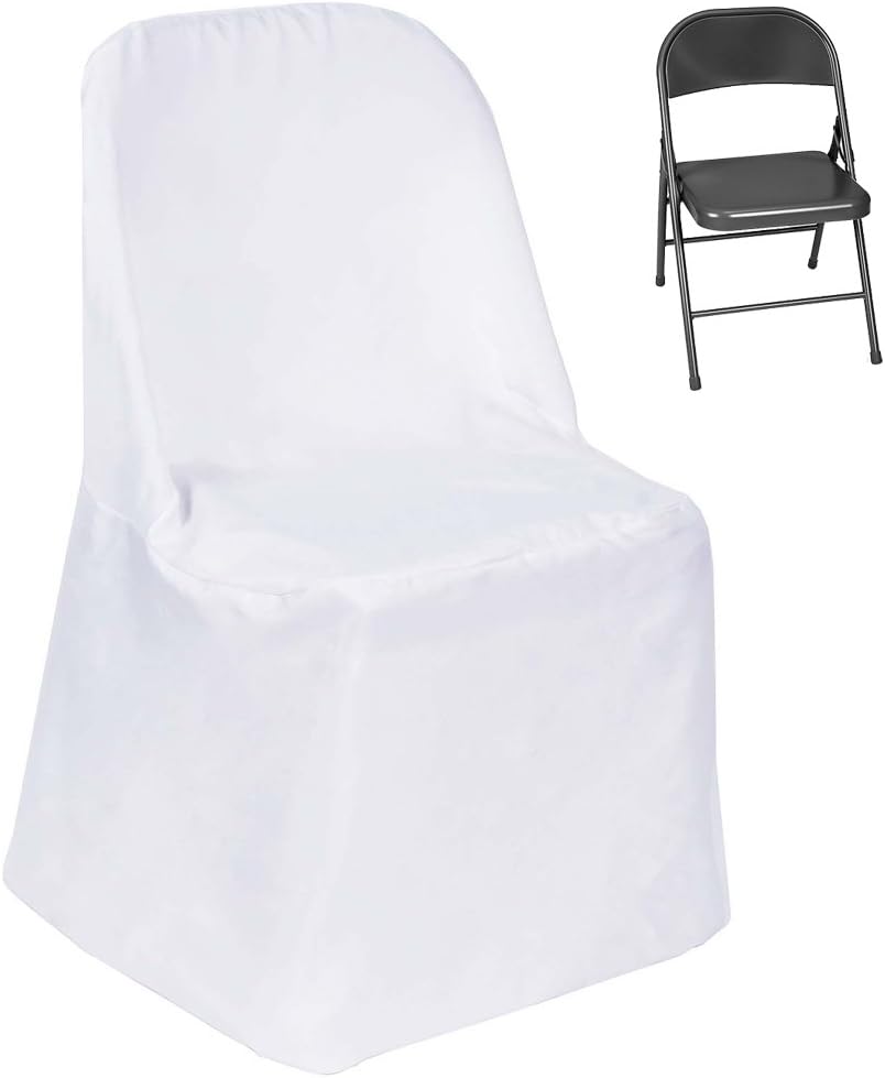 Efavormart 10 PCS White Linen Polyester Folding Chair Cover Dinning Chair Slipcover for Wedding Party Event Banquet Catering - Image 3