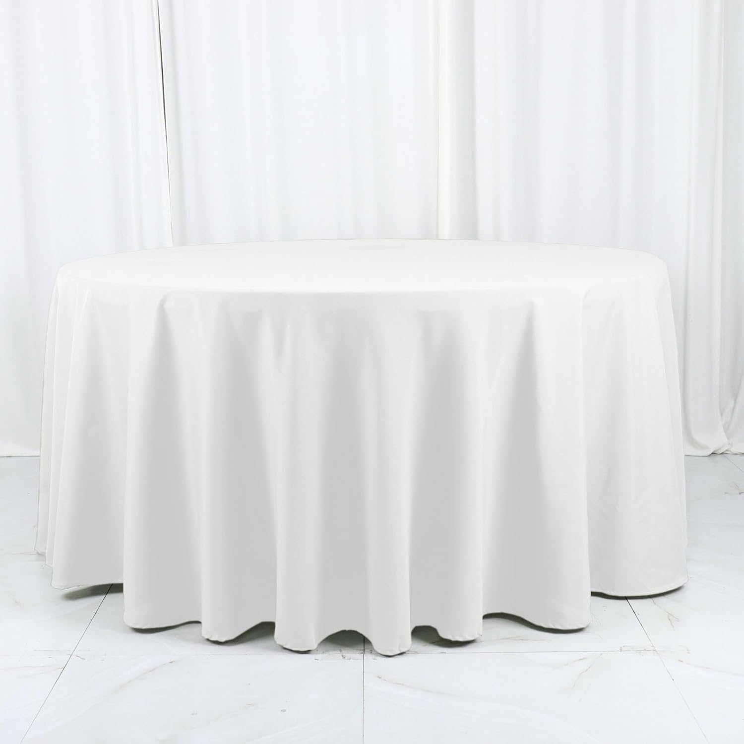 Efavormart White Cotton Blend Round Tablecloth 120