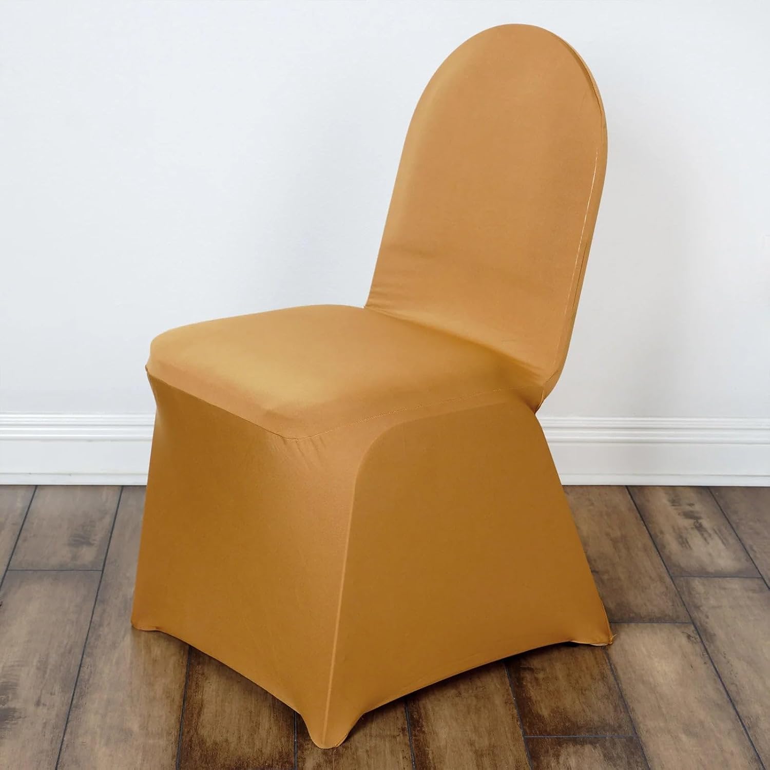 Efavormart 10 PCS Spandex Stretch Gold Chair Covers Universal Banquet Chair Covers for Party Dining with Foot Pockets Washable Wedding Chair Slip Covers for Outdoor - Image 2