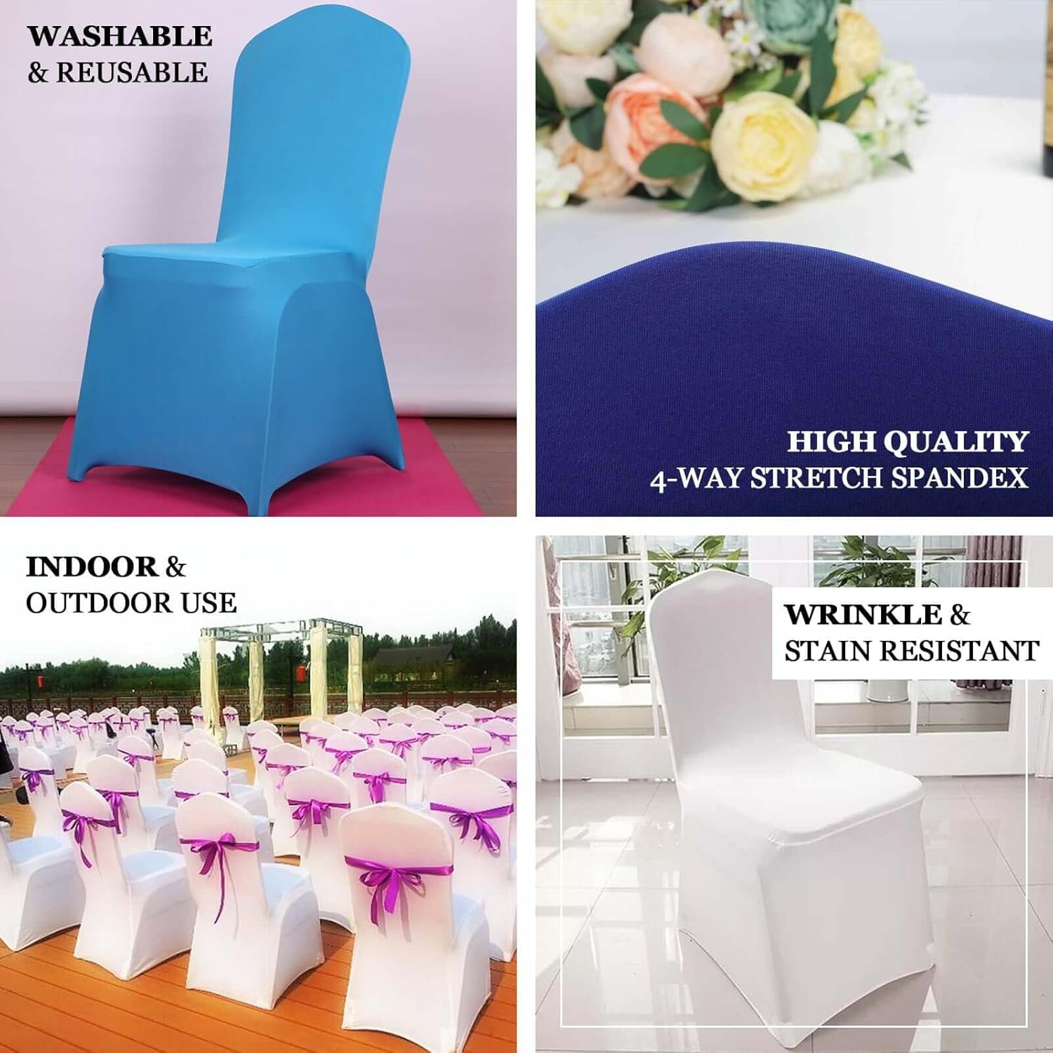 Efavormart 10 PCS Spandex Stretch Gold Chair Covers Universal Banquet Chair Covers for Party Dining with Foot Pockets Washable Wedding Chair Slip Covers for Outdoor - Image 4