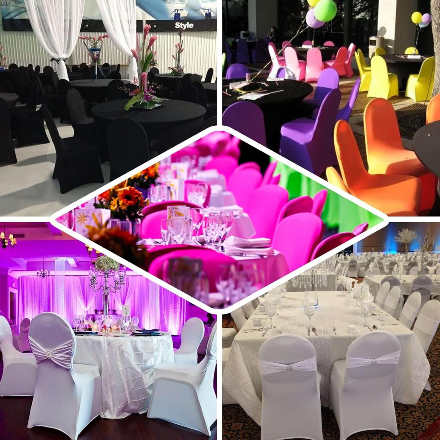 Efavormart 10 PCS Spandex Stretch Gold Chair Covers Universal Banquet Chair Covers for Party Dining with Foot Pockets Washable Wedding Chair Slip Covers for Outdoor - Image 5